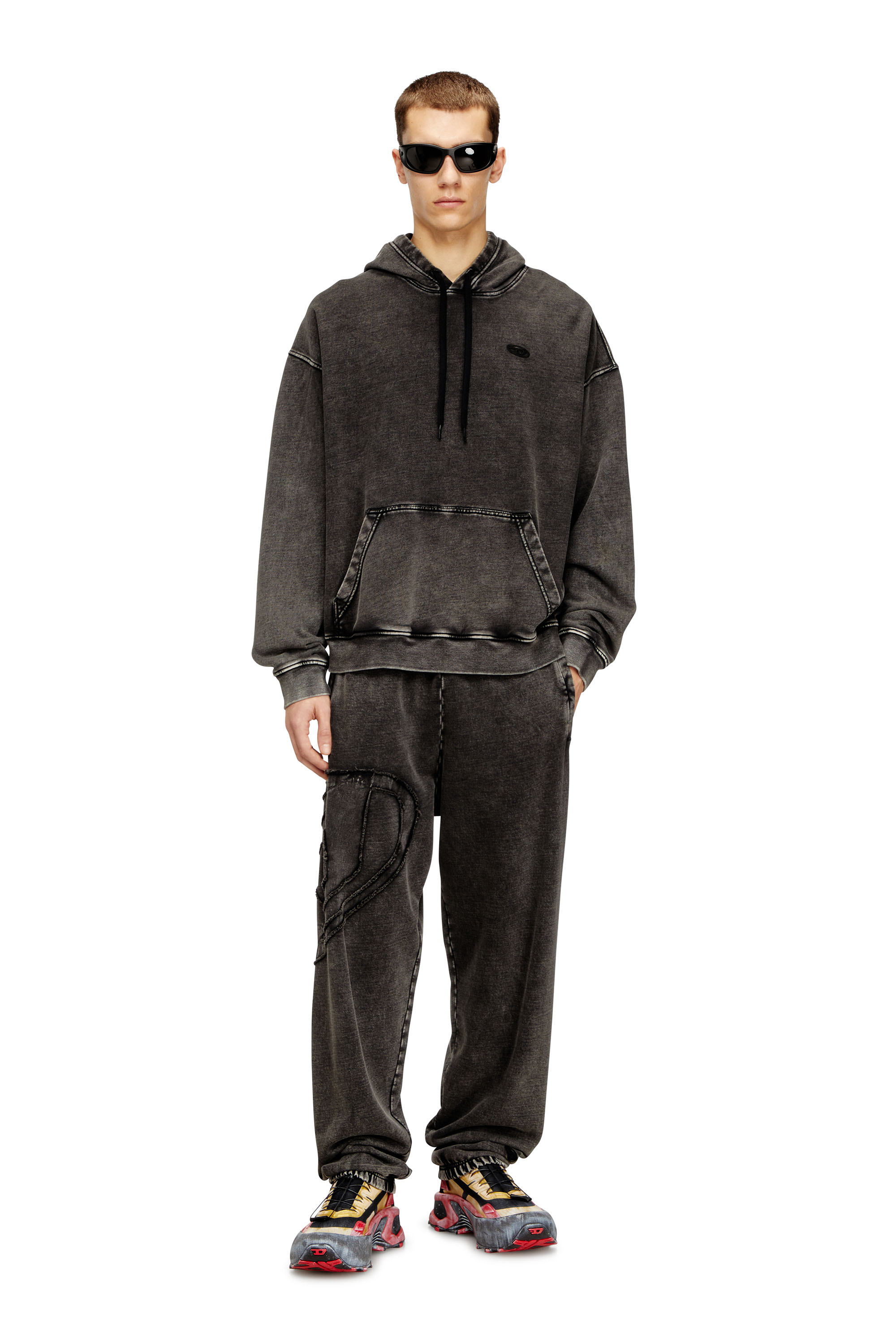 Diesel - S-BOXT-HOOD-DEN, Man's Hoodie with raw-cut back patch in Dark grey - 1