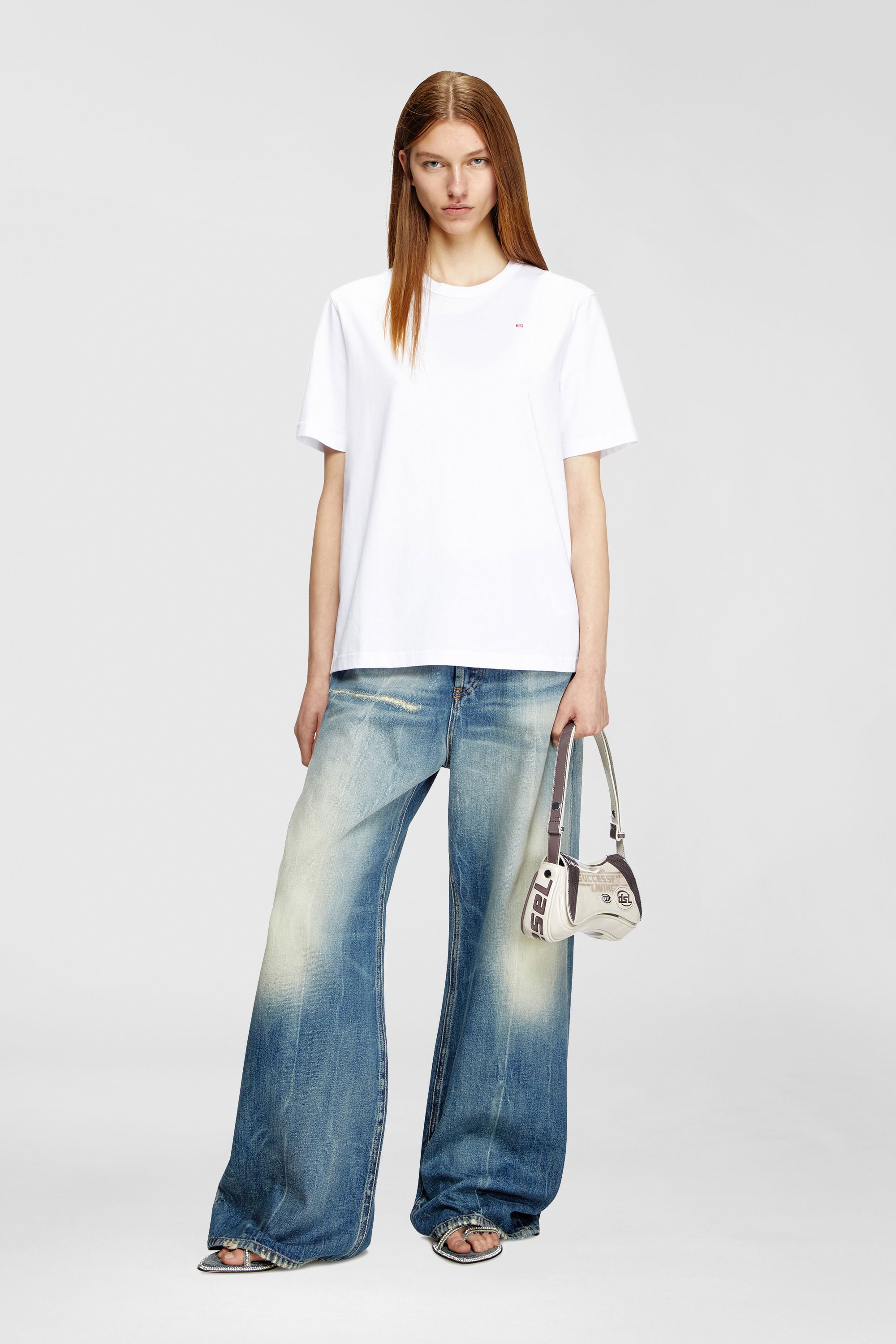 Diesel - T-ADJUST-MICRODIV, Unisex's T-shirt with micro-embroidered logo in White - 2