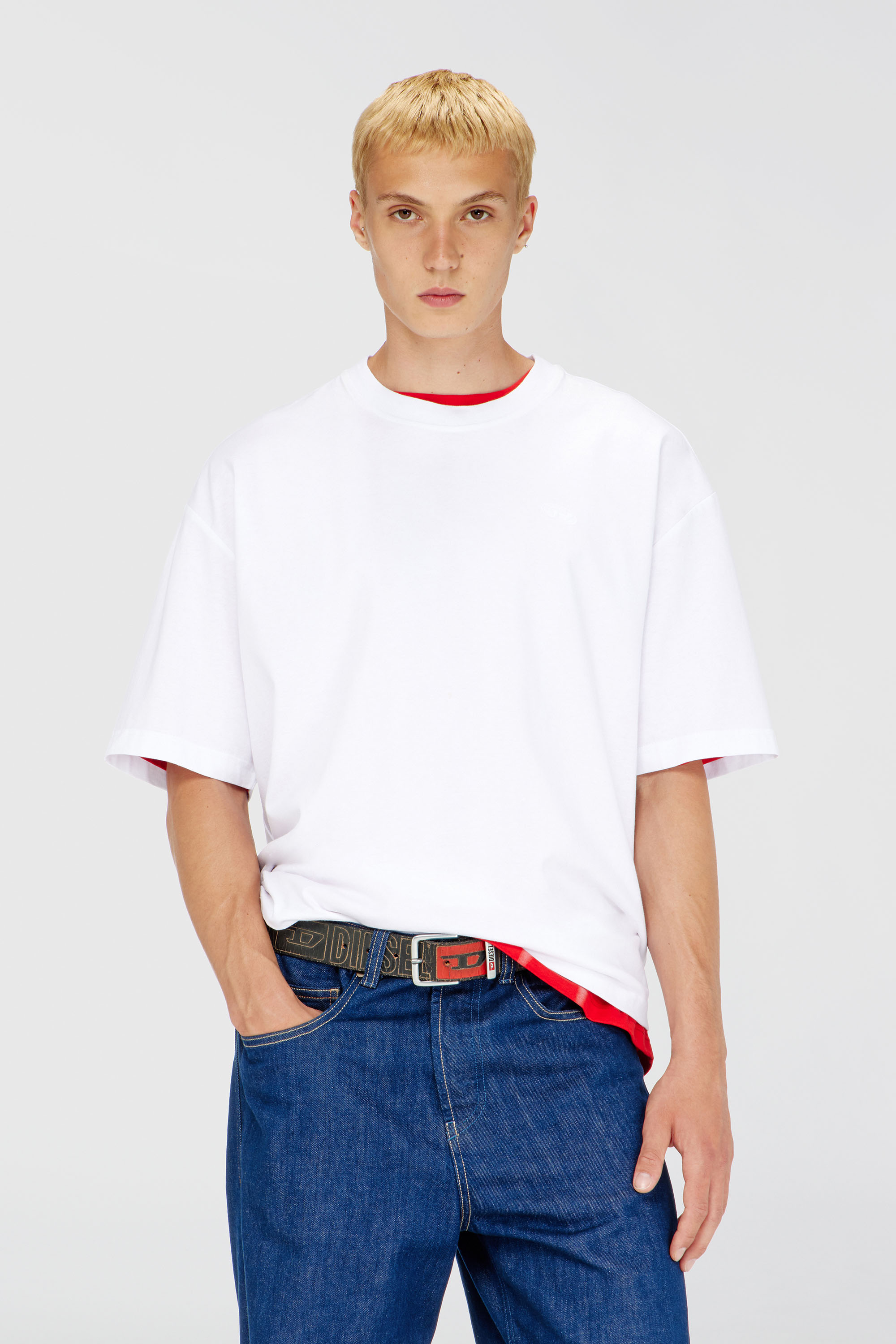 Diesel - T-BOGGY-MEGOVAL-D, Man's T-shirt with maxi oval D embroidery in White - 3