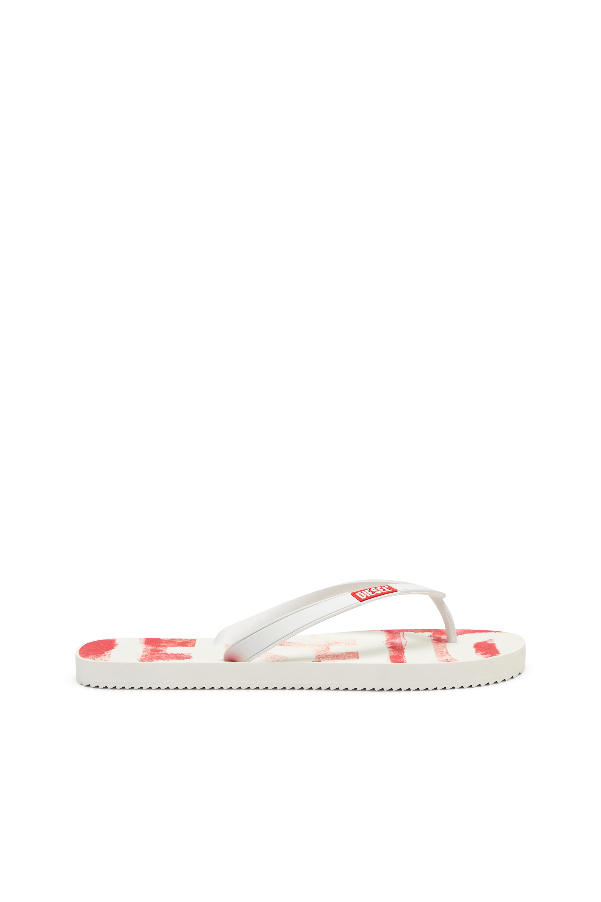 Diesel - SA-RIO, Man's Rubber flip-flops with graffiti logo in White/Red - 1