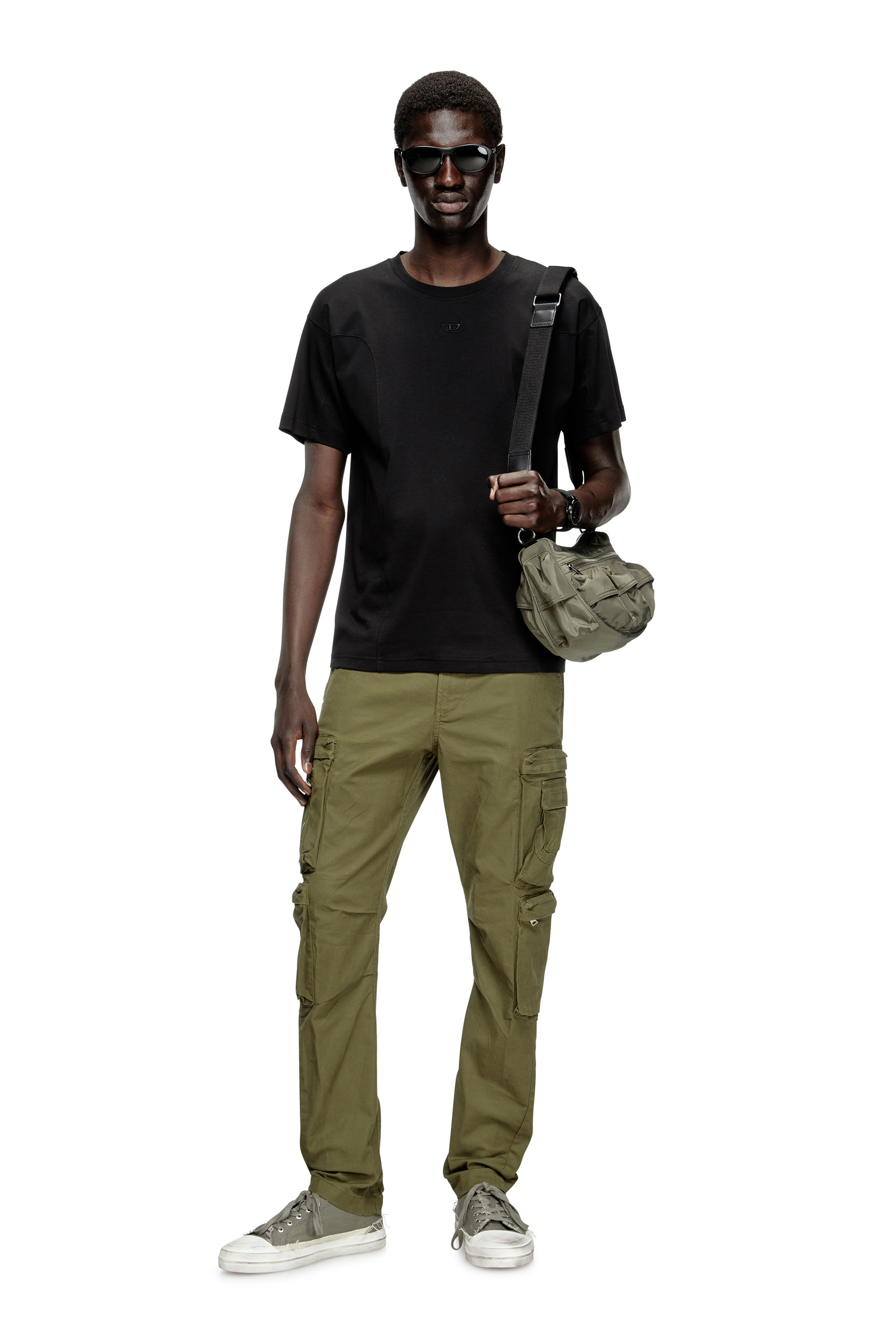 Diesel - T-NORM-INT, Man's Short-sleeve T-shirt with panels in Black - 1