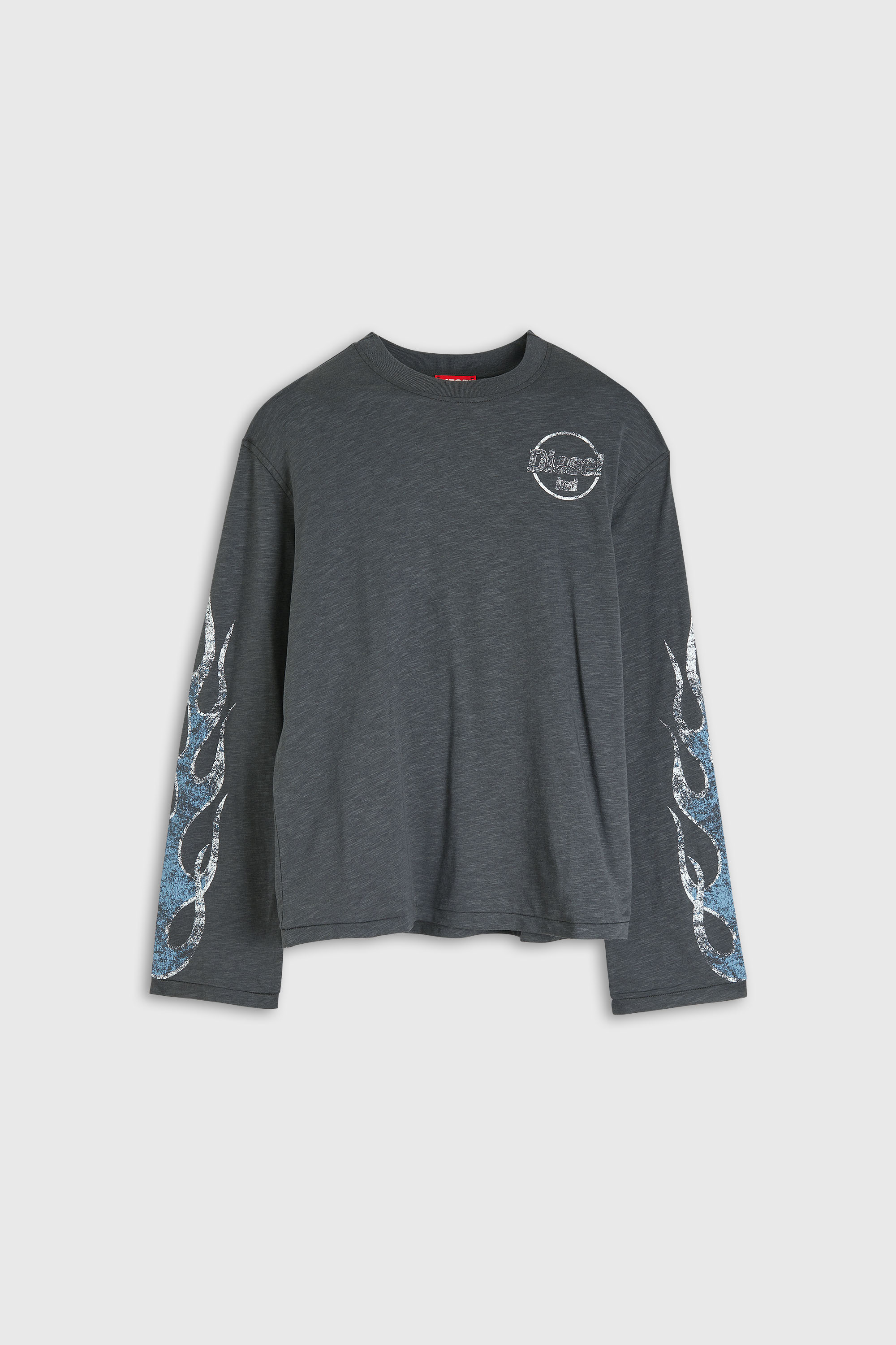 Diesel - T-HILARY-LS-B3, Woman's Long-sleeve T-shirt in slub jersey with crack print in Dark grey - 2