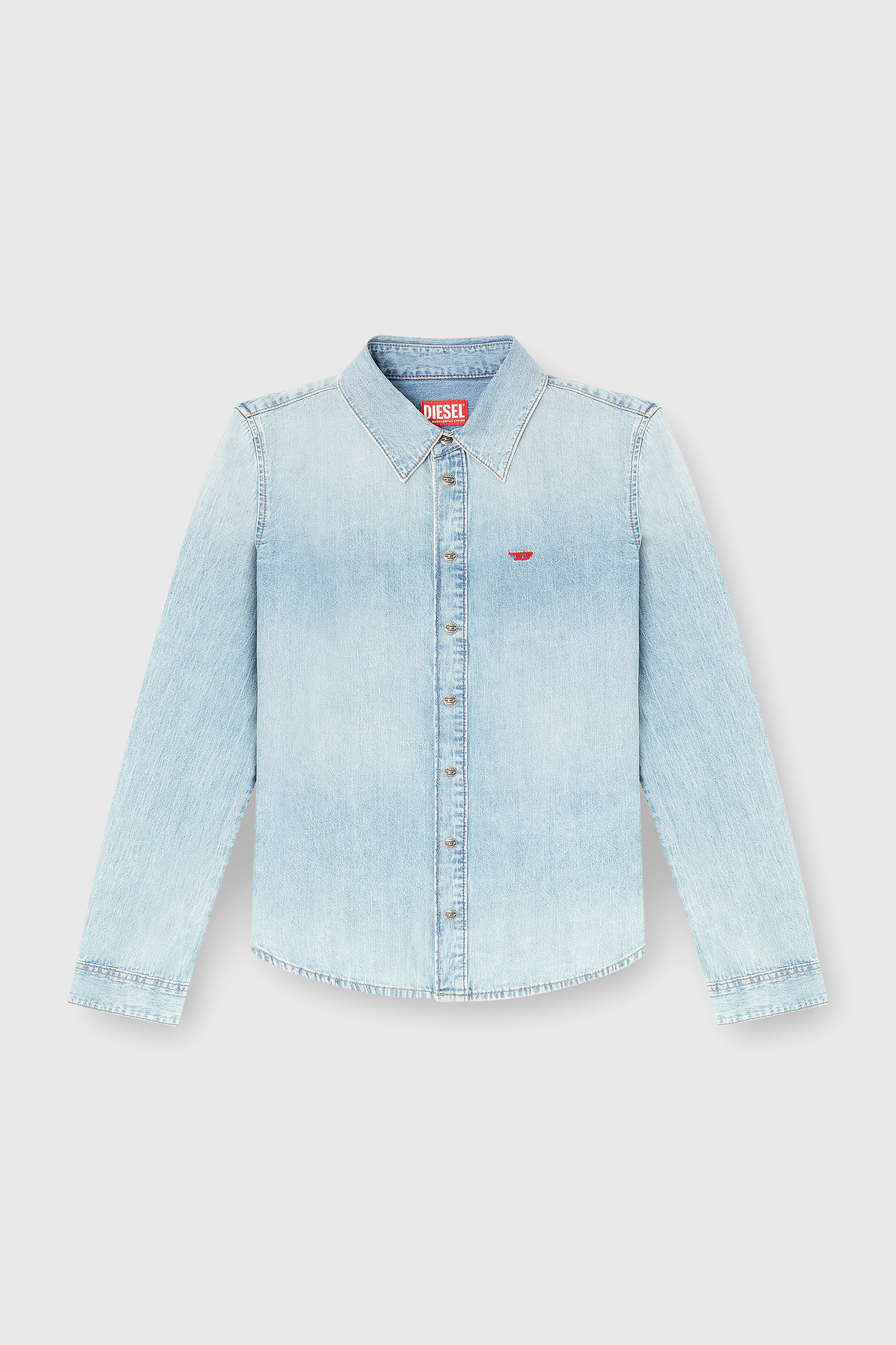 Diesel - DE-EAZY, Woman's Denim shirt with embroidered logo in Light Blue - 2