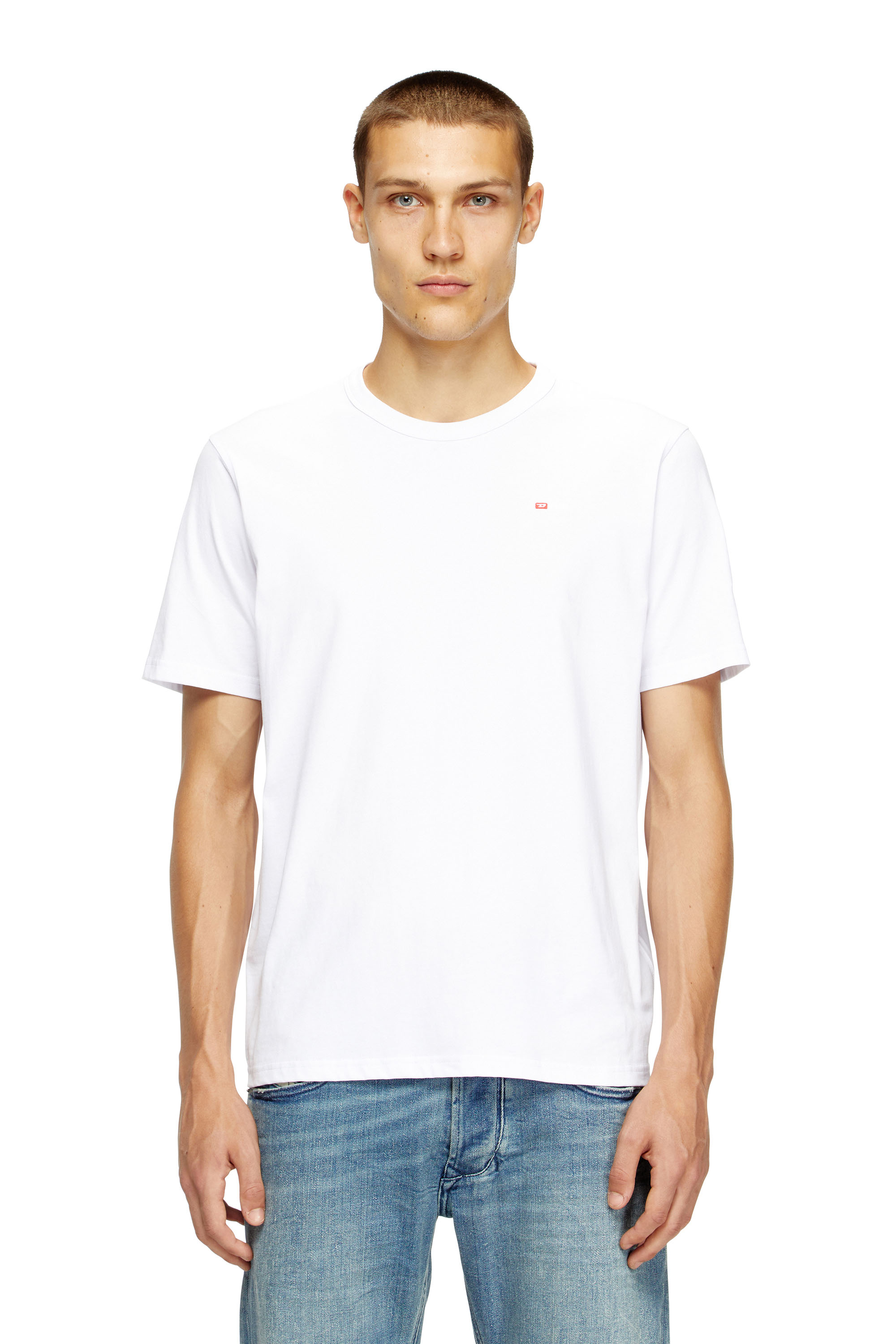 Diesel - T-ADJUST-MICRODIV, Unisex's T-shirt with micro-embroidered logo in White - 2
