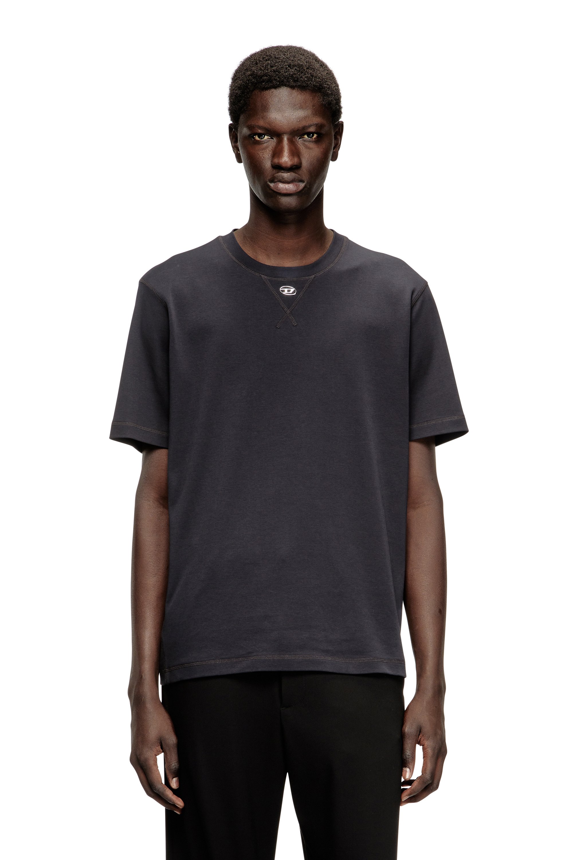 Diesel - T-MADJUST-TR, Man's Regular T-shirt with crew neck and Oval D in Dark grey - 1