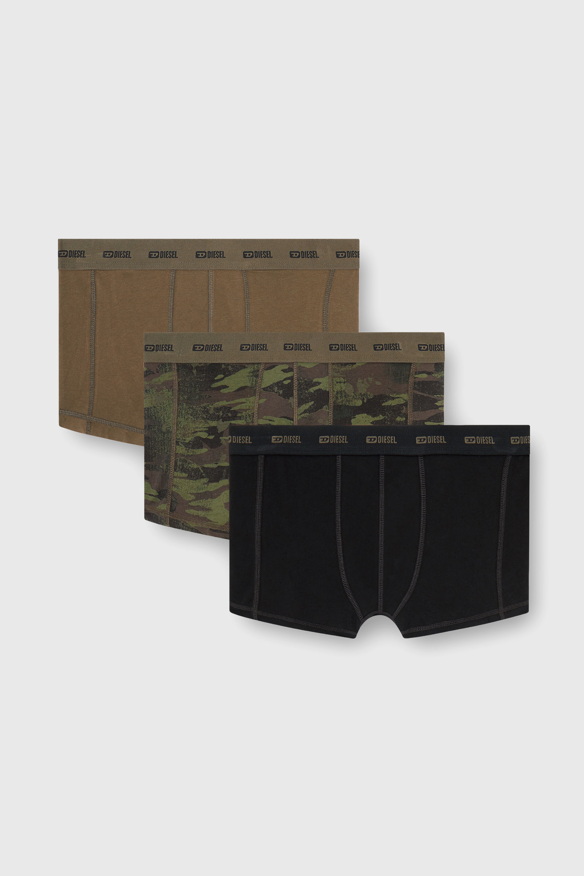 Diesel - DAMIEN-UTLT-3PACK, Man's Three-pack of boxer briefs plain and camo in Black/Green - 2