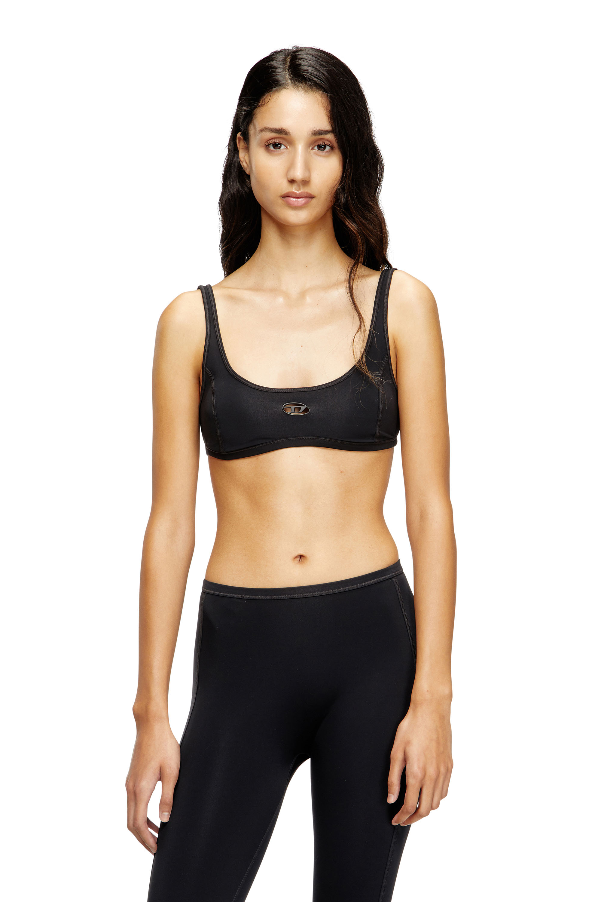 Diesel - CHELSEA-UTLT, Woman's Sports bra with cut-out logo in Black - 1