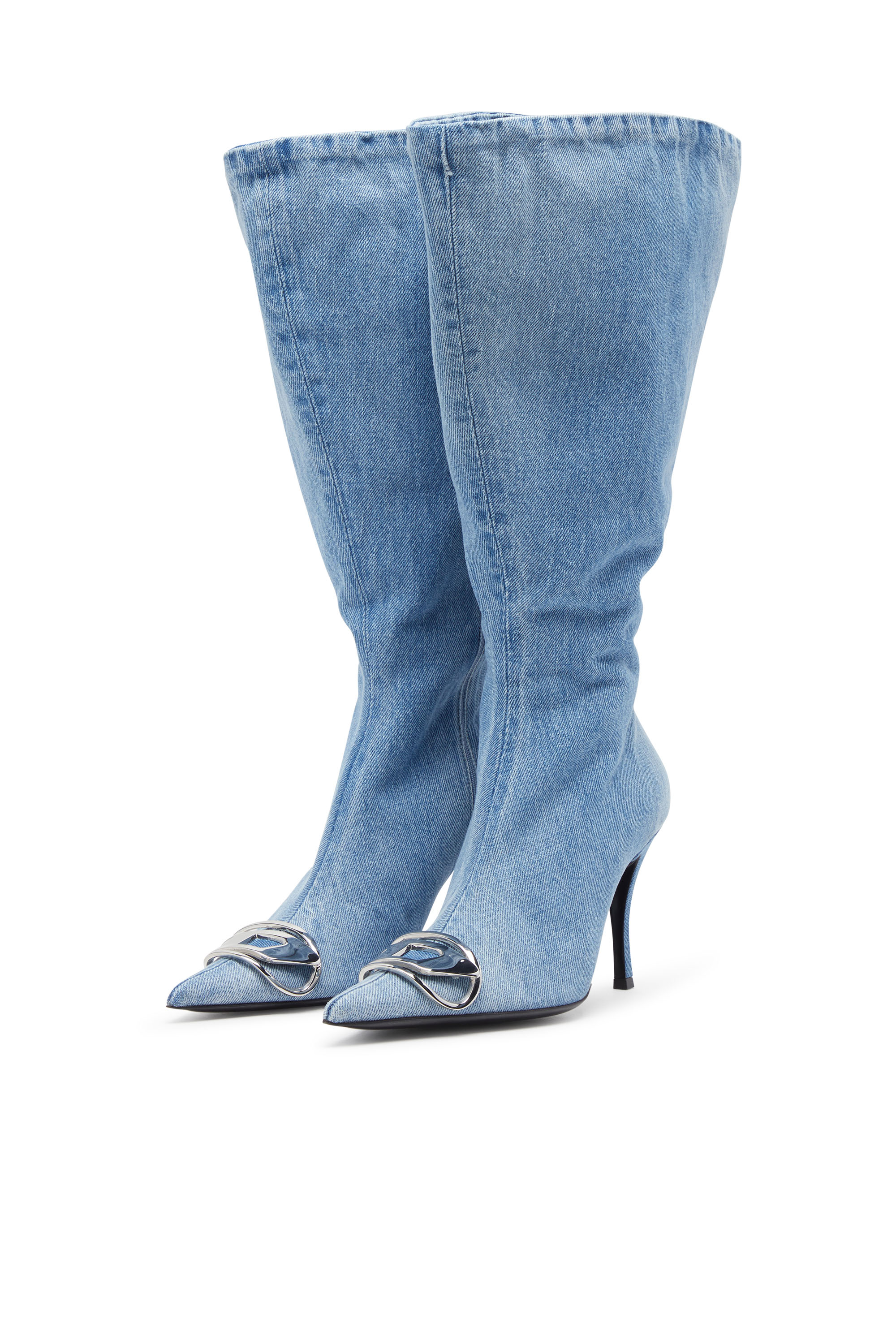 D-VENUS KB LARGE, Light Blue Diesel - D-VENUS KB LARGE, Woman's D-Venus-Wide knee-high boots in denim in Light Blue - 8