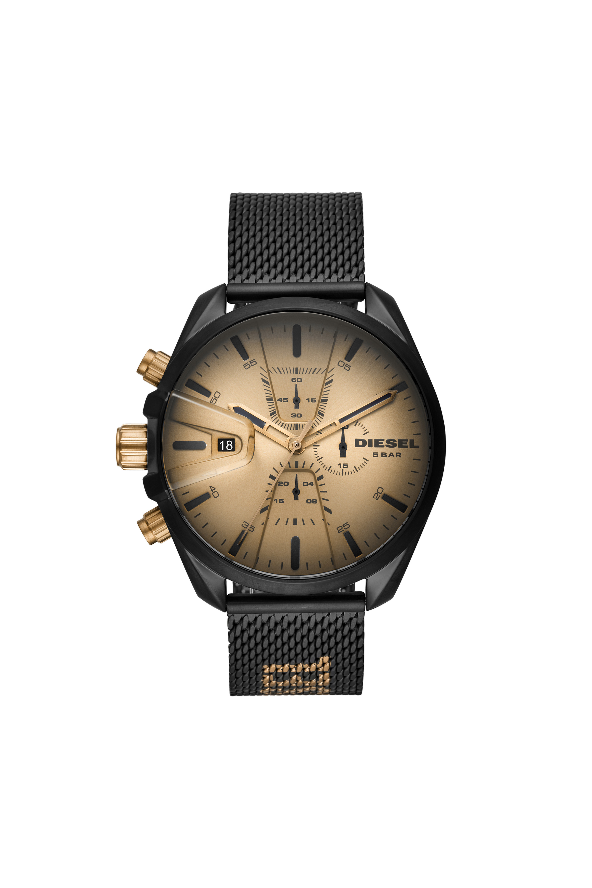 DZ4517 Man: MS9 chronograph black leather watch | Diesel