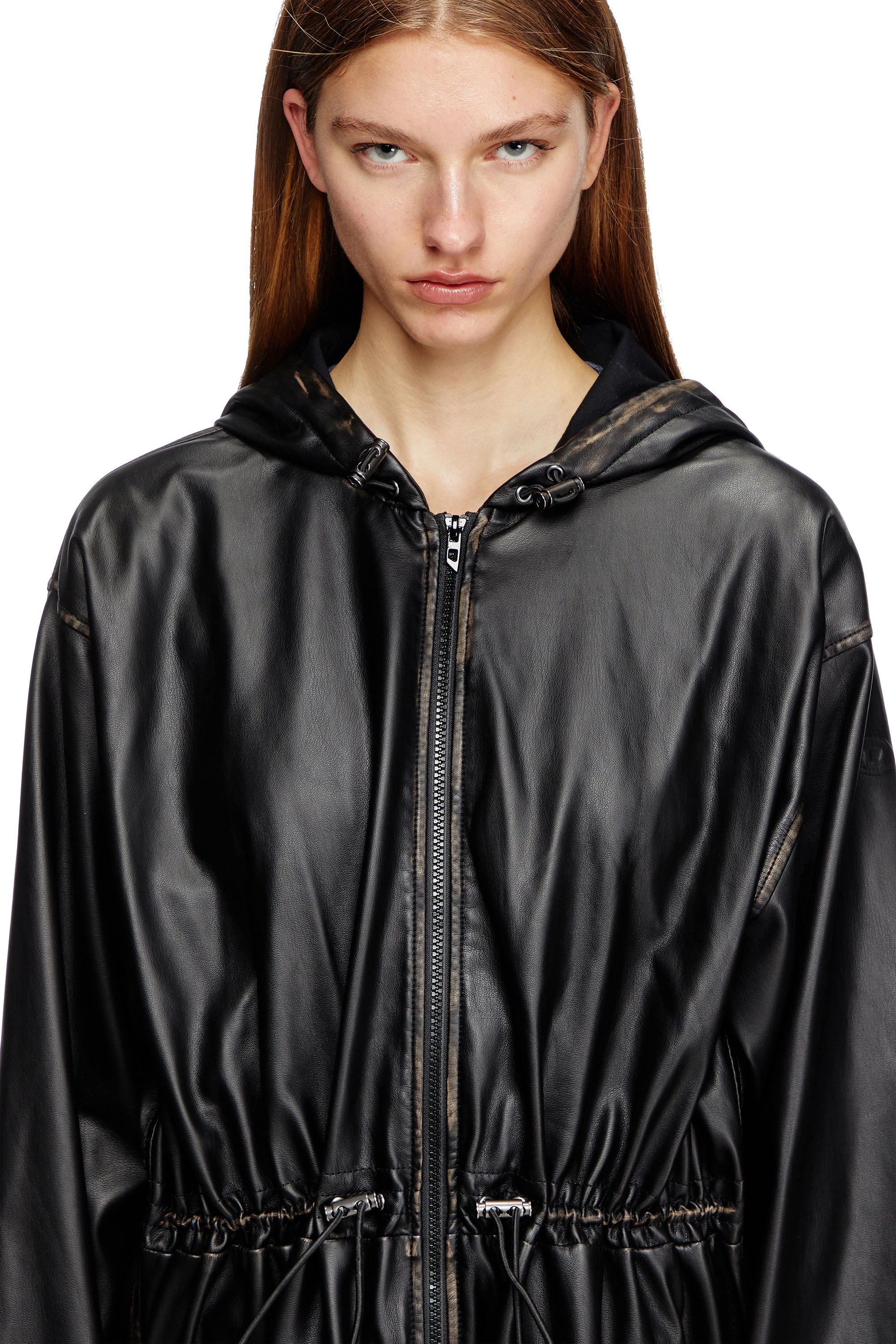 Diesel - G-LARY, Unisex's Distressed utilitarian hooded coat in Black - 6