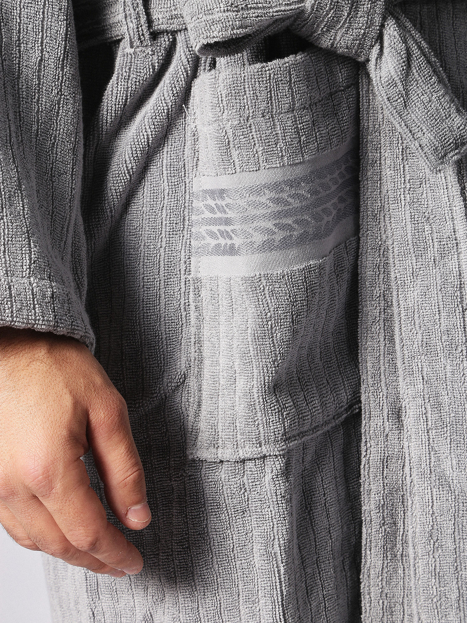 Diesel - 72344 SOLID size L/XL, Unisex's Grey bathrobe with decorated pockets, l/xl in Grey - 4