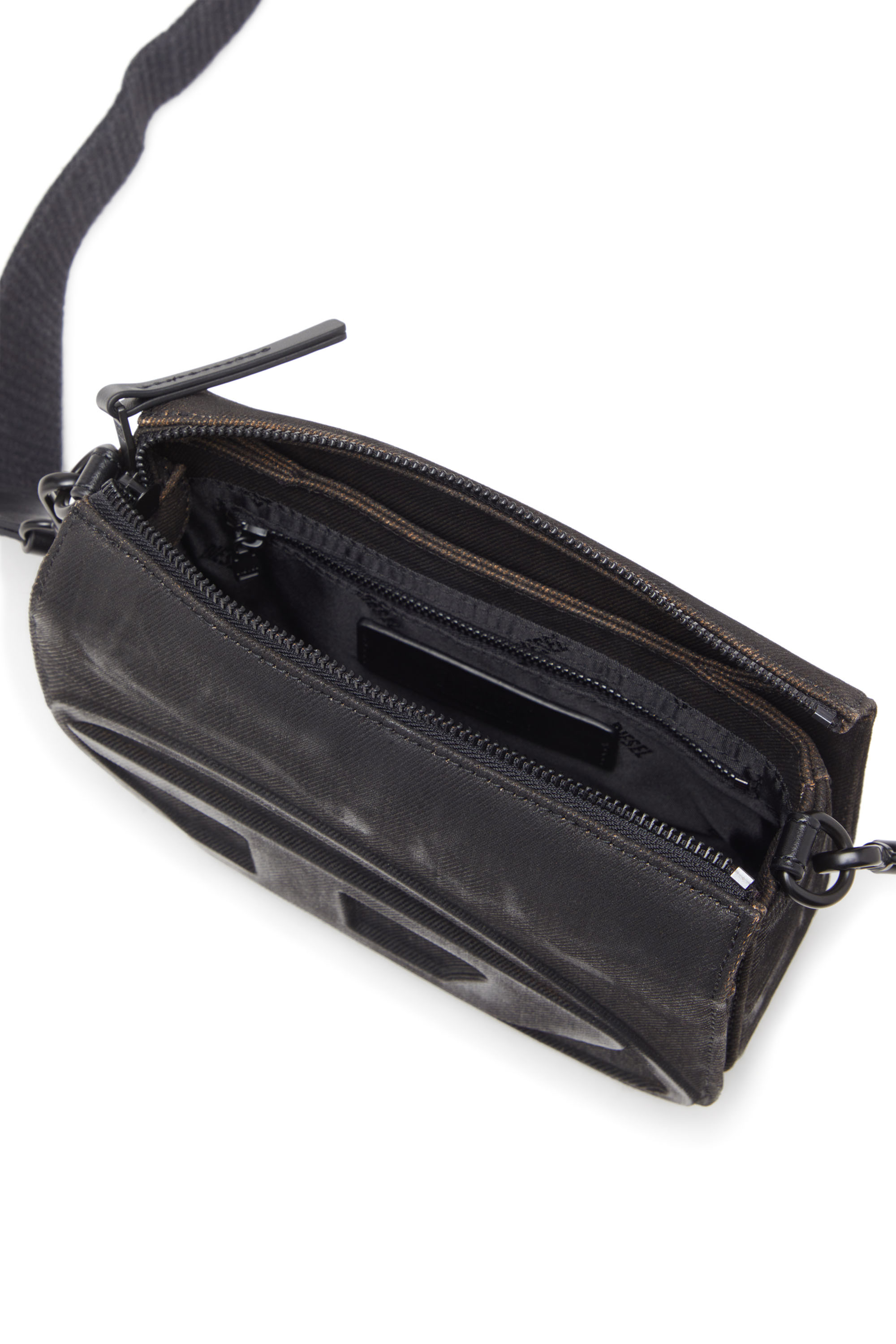 Diesel - 1DR CAMERA BAG, Man's 1DR-Camera bag in flocked denim in Black - 4