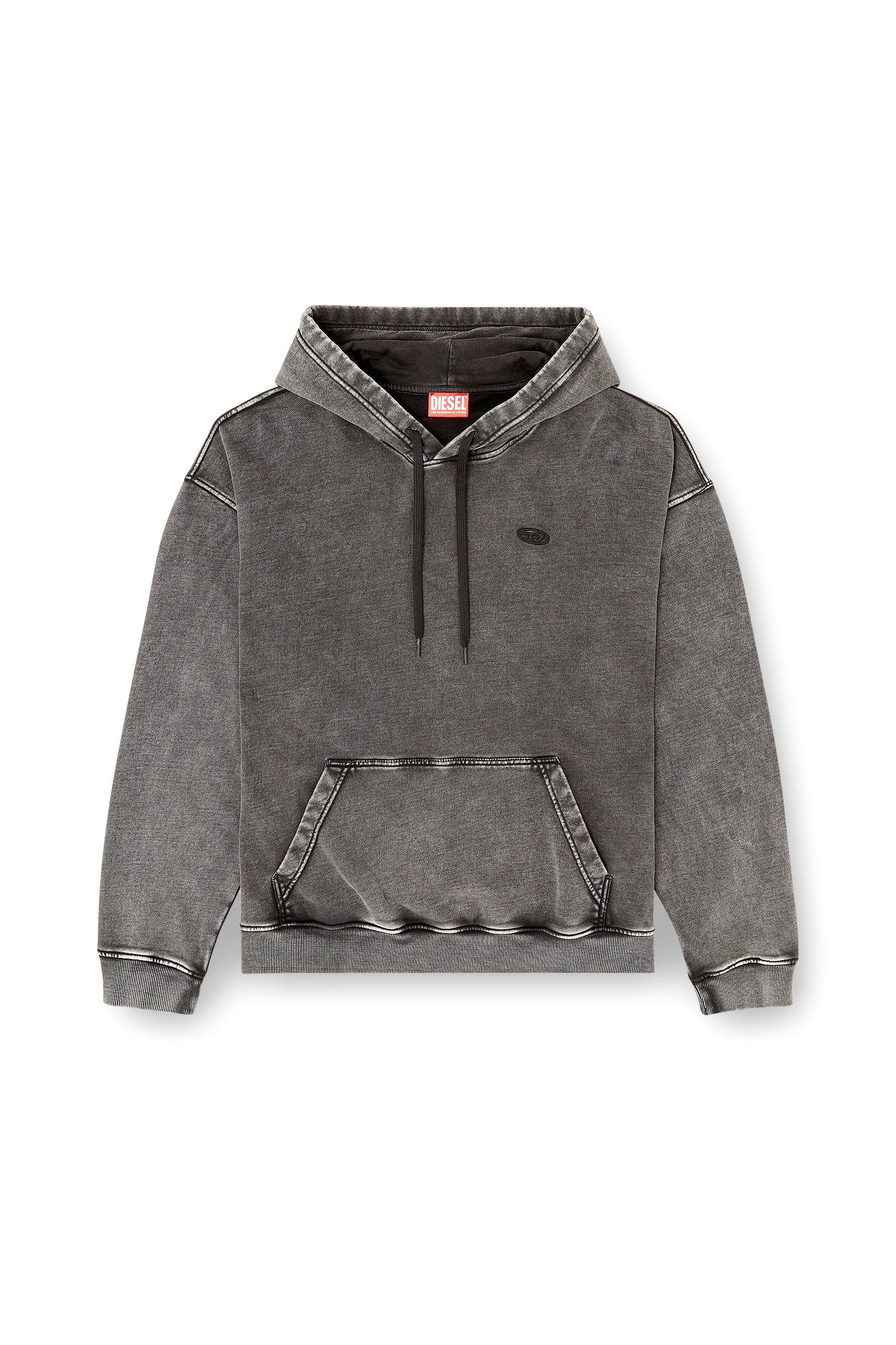 Diesel - S-BOXT-HOOD-DEN, Man's Hoodie with raw-cut back patch in Dark grey - 3