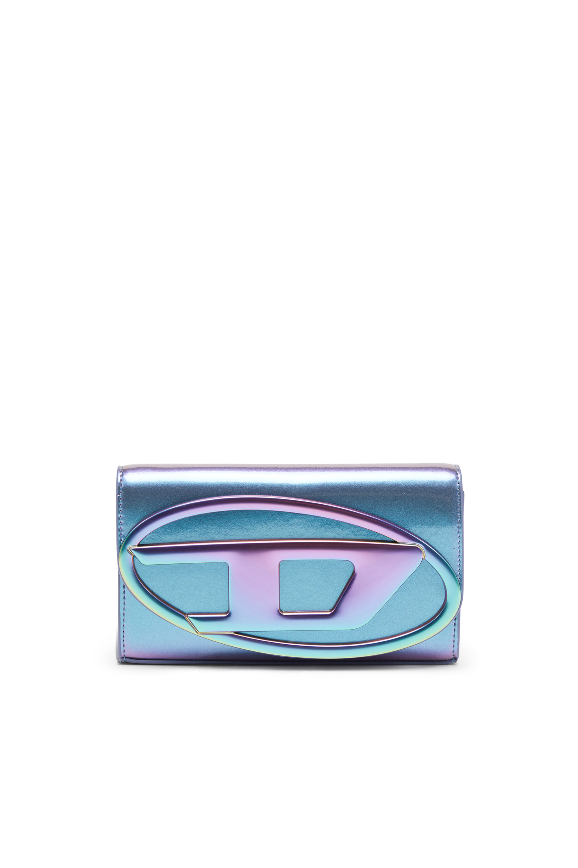 Diesel - 1DR WALLET STRAP, Woman's Wallet bag with iridescent effect in Azure - 1