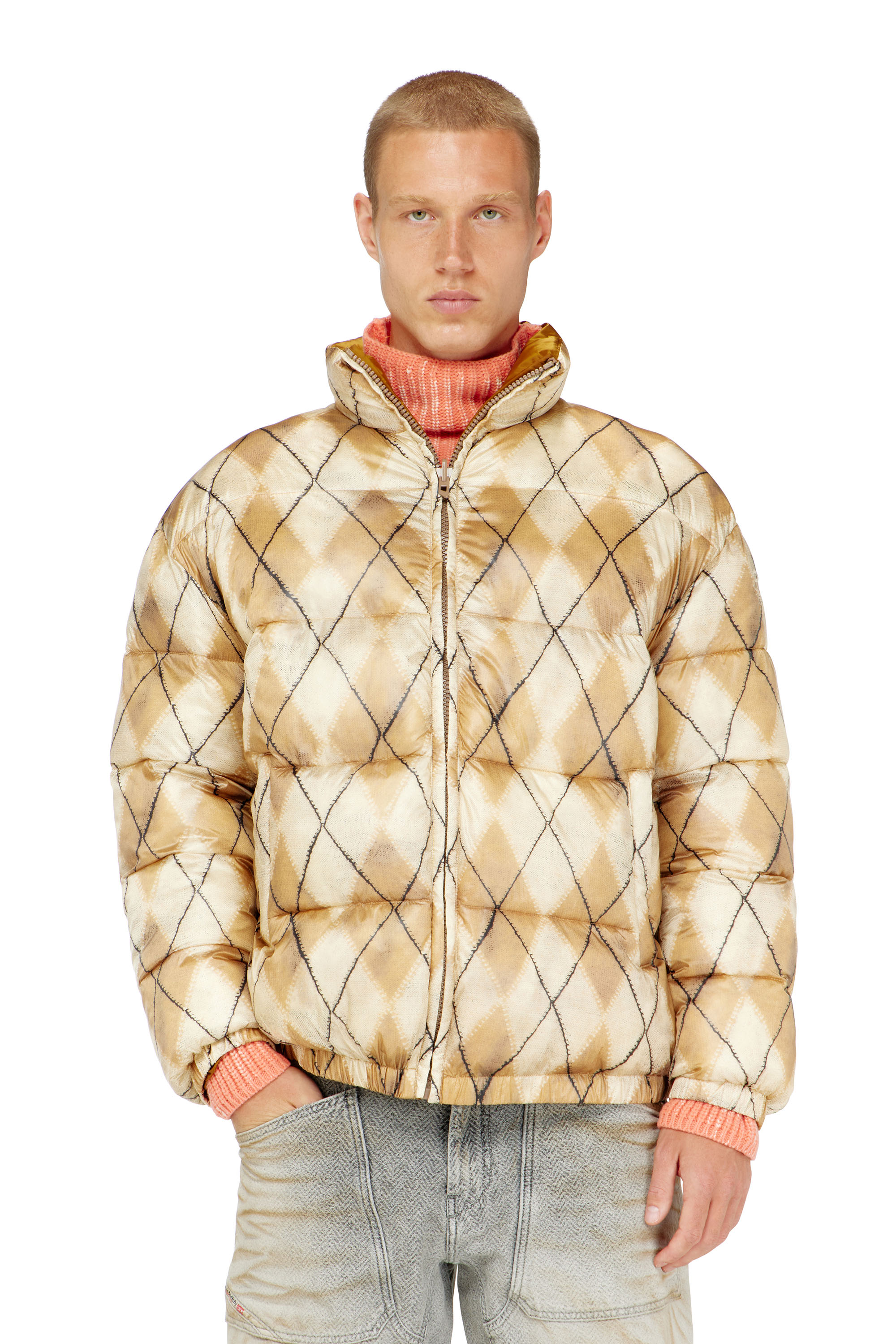 Diesel - W-BOURB-DLCK, Man's Reversible puffer jacket with argyle print in null - 1