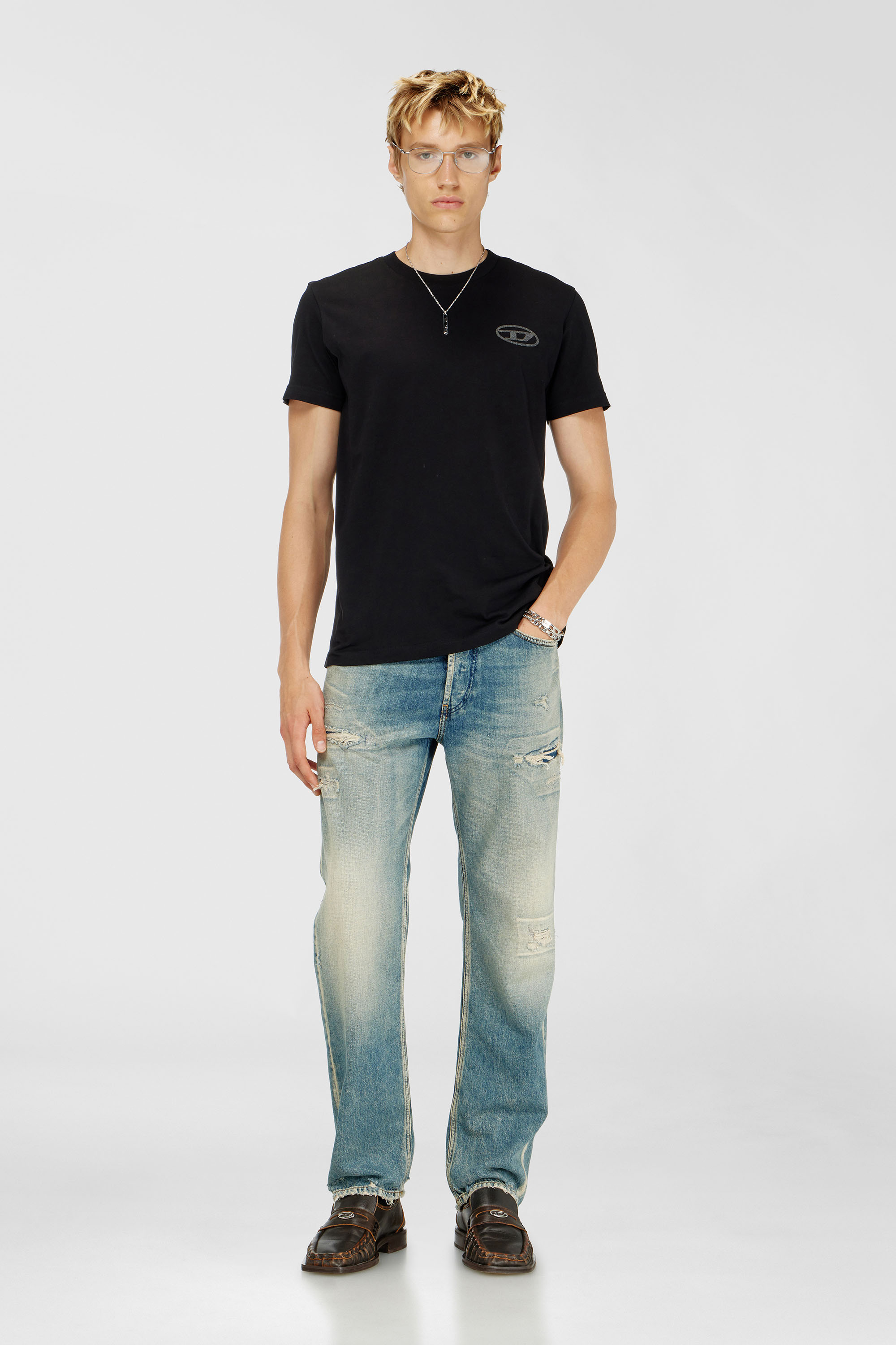 Diesel - T-DIEGO-T92, Man's Cotton T-shirt with Oval D logo in Black - 2