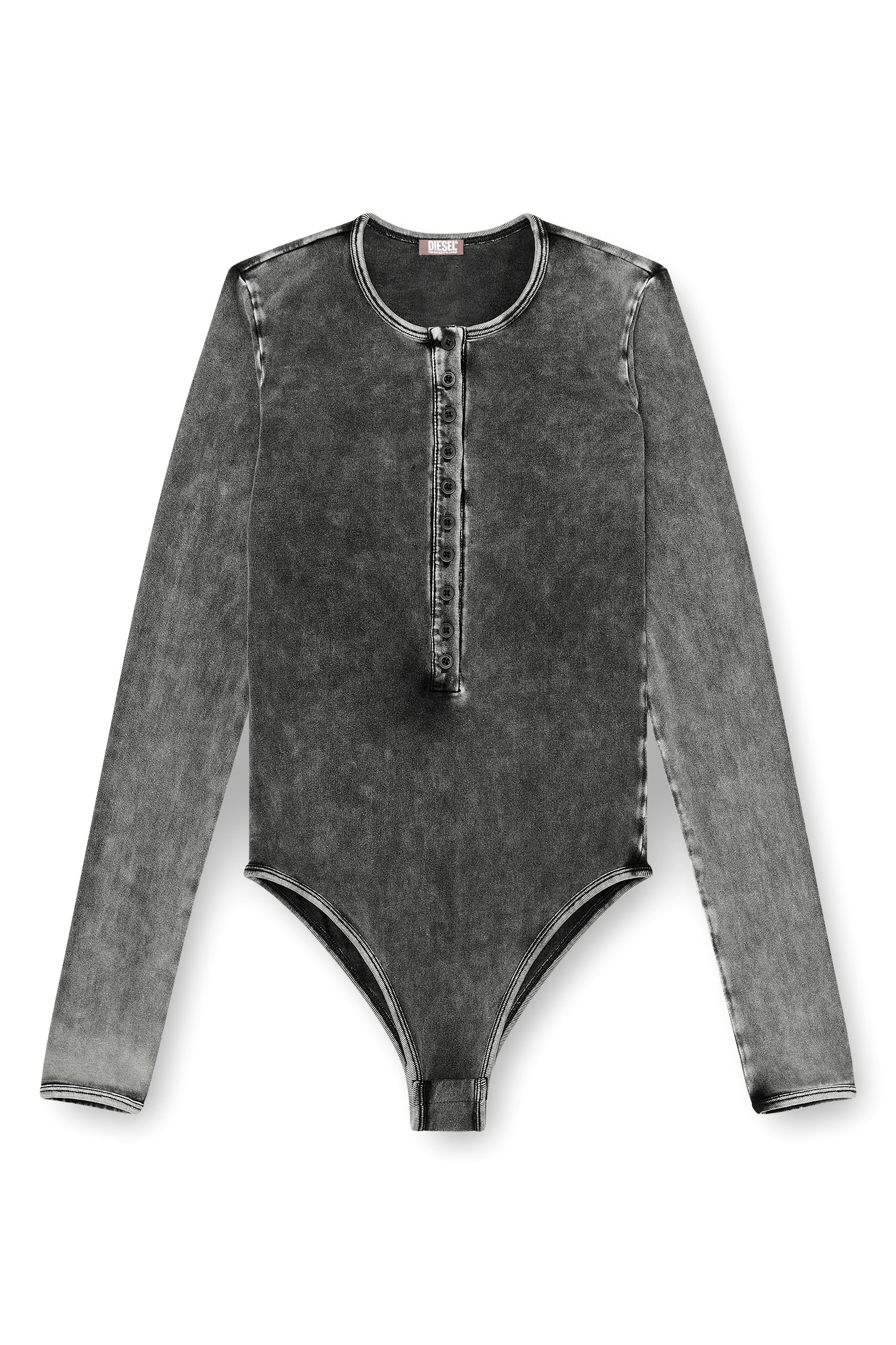 Diesel - FRESYA-DNM, Woman's Cotton bodysuit with buttoned front in Dark grey - 2