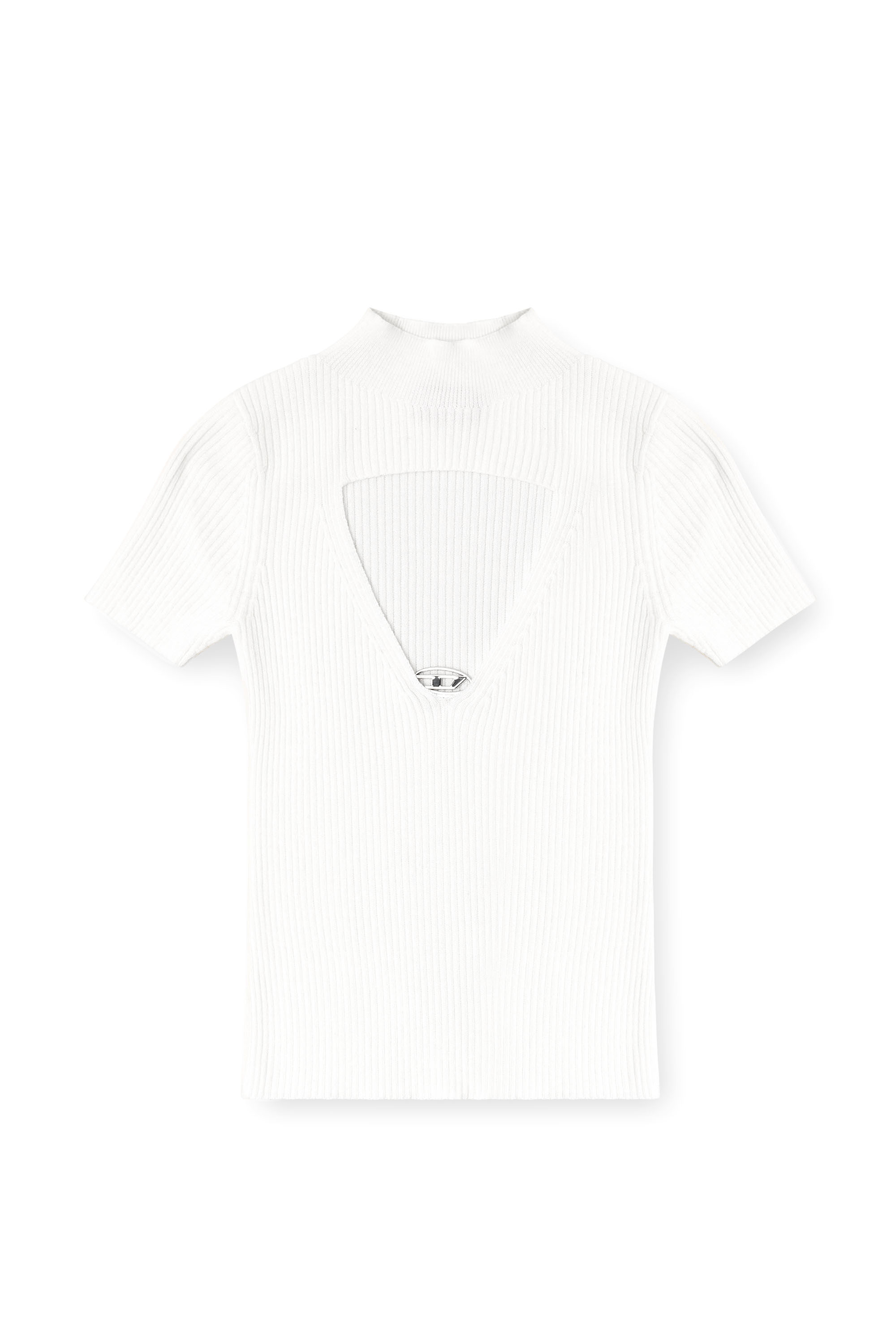 Diesel - M-OLIVE, Woman's Cut-out wool-knit top in White - 3