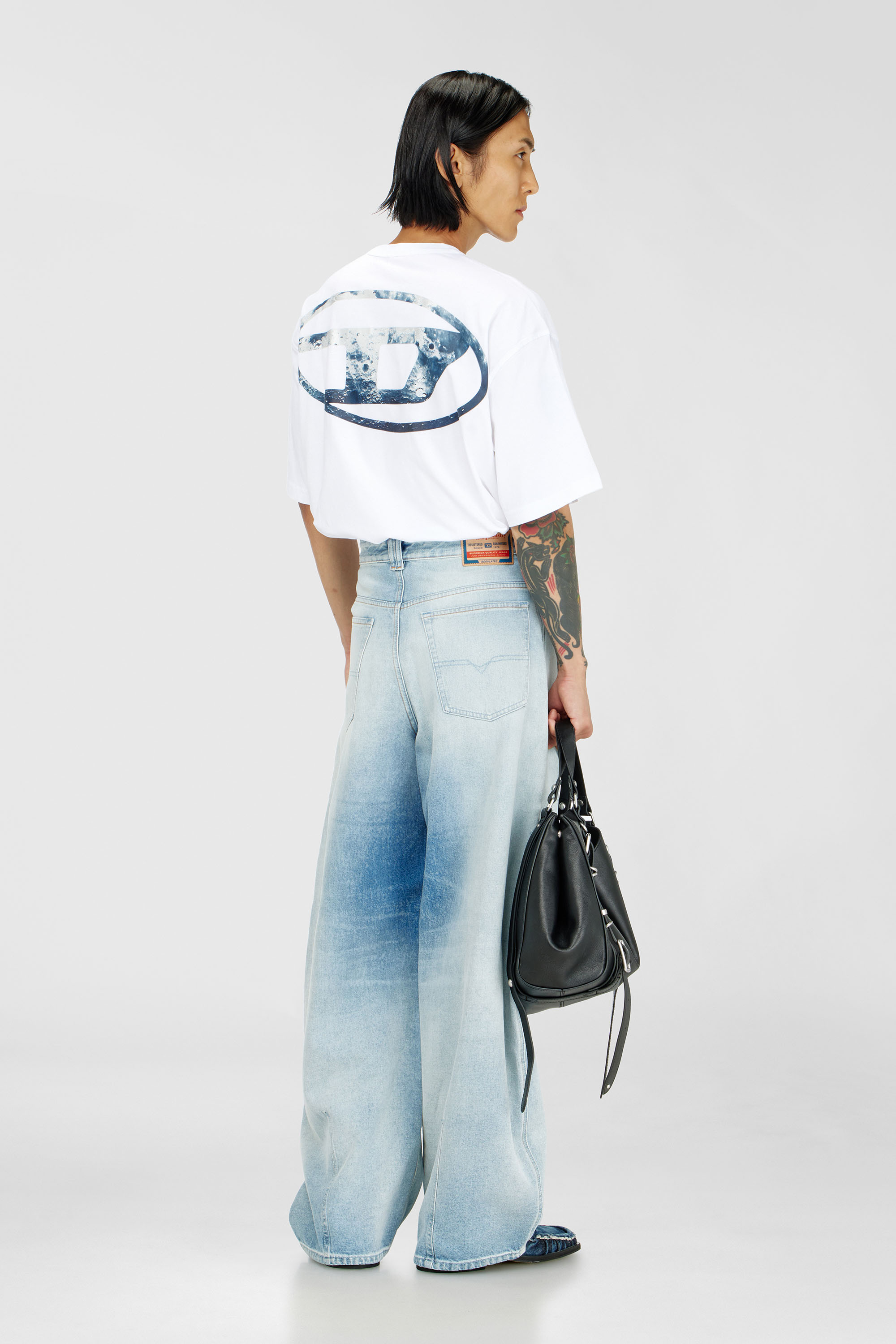 Diesel - T-WASH-MOON-T92, Man's Cotton T-shirt with Oval D logo and graphic in White - 2