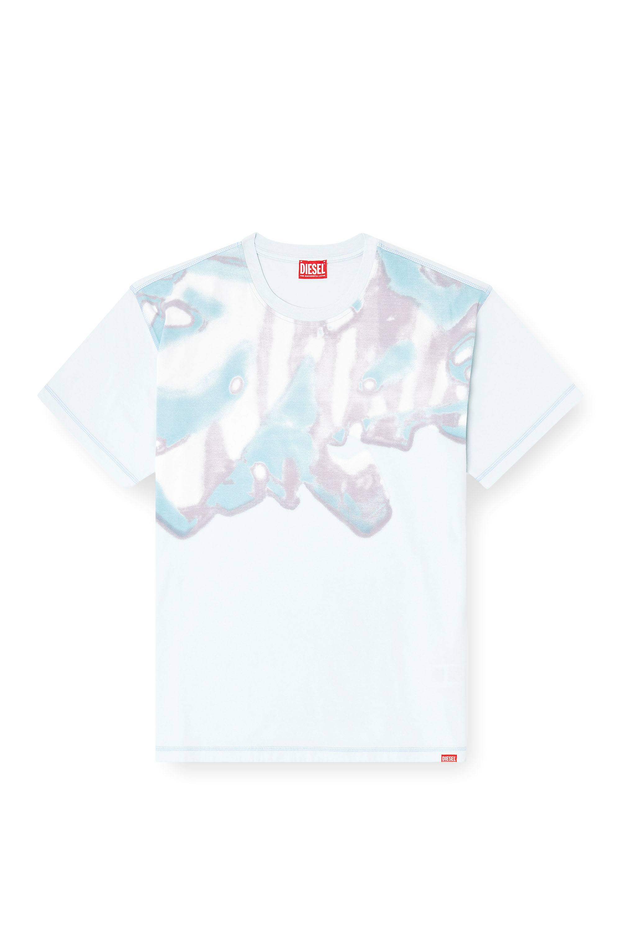 Diesel - T-GASPARD-IHBJ, Man's T-shirt with faded graphic print in Light Blue - 2