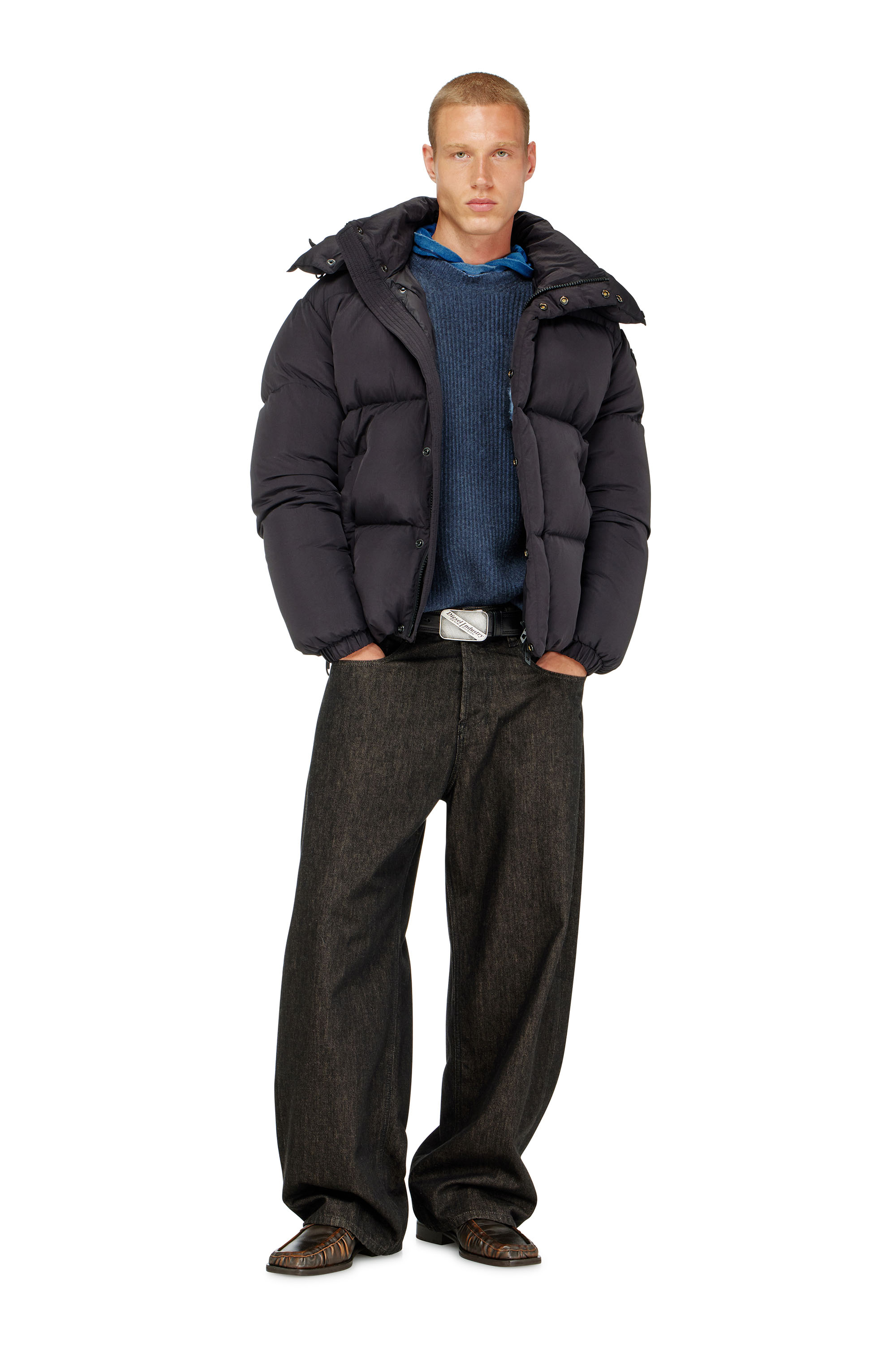 Diesel - W-ROLFYS-WRD, Man's Quilted down jacket in ViralOff&reg; Taslan in Dark grey - 2