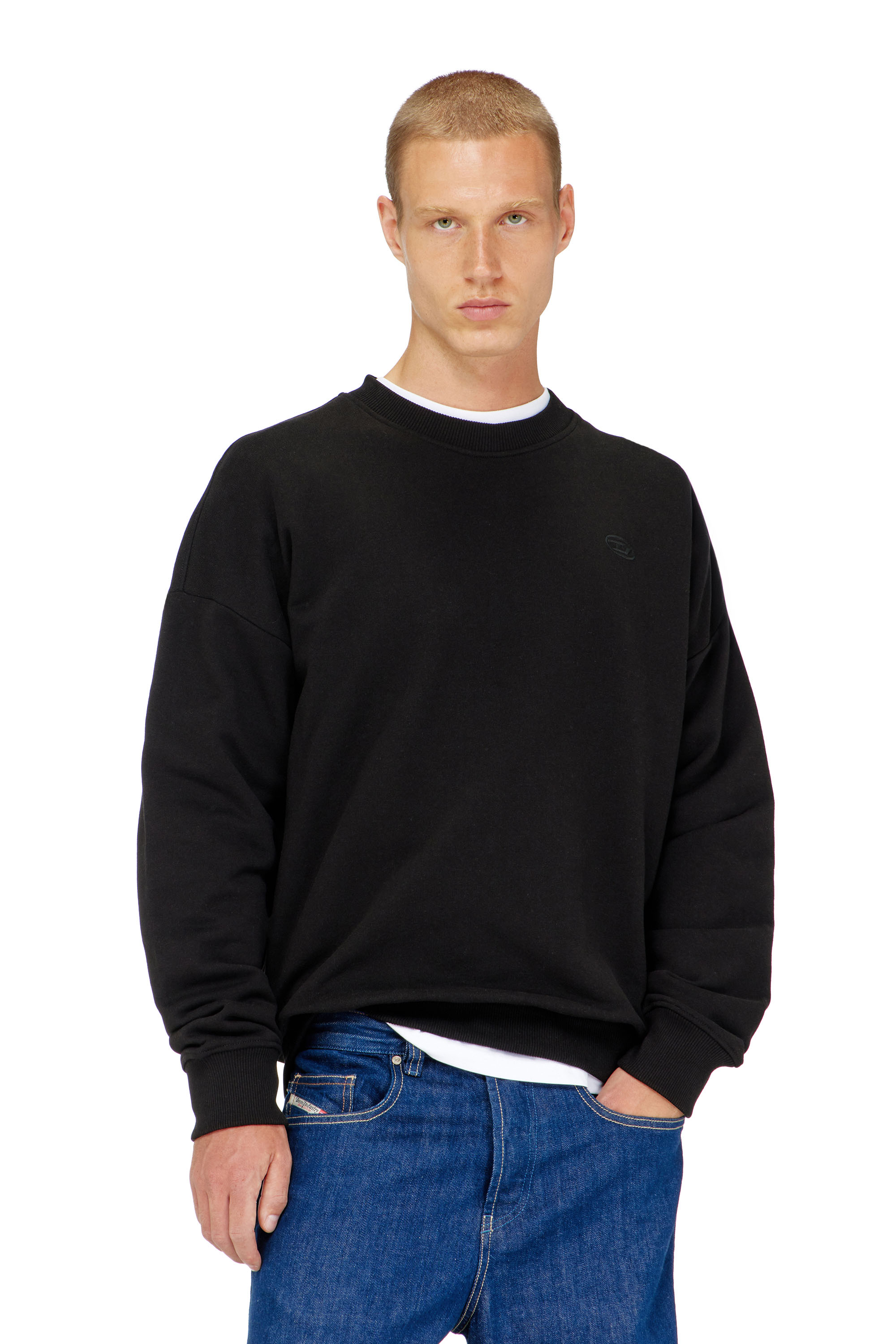 Diesel - S-ROB-MEGOVAL-D, Man's Sweatshirt with logo embroidery in Black - 3