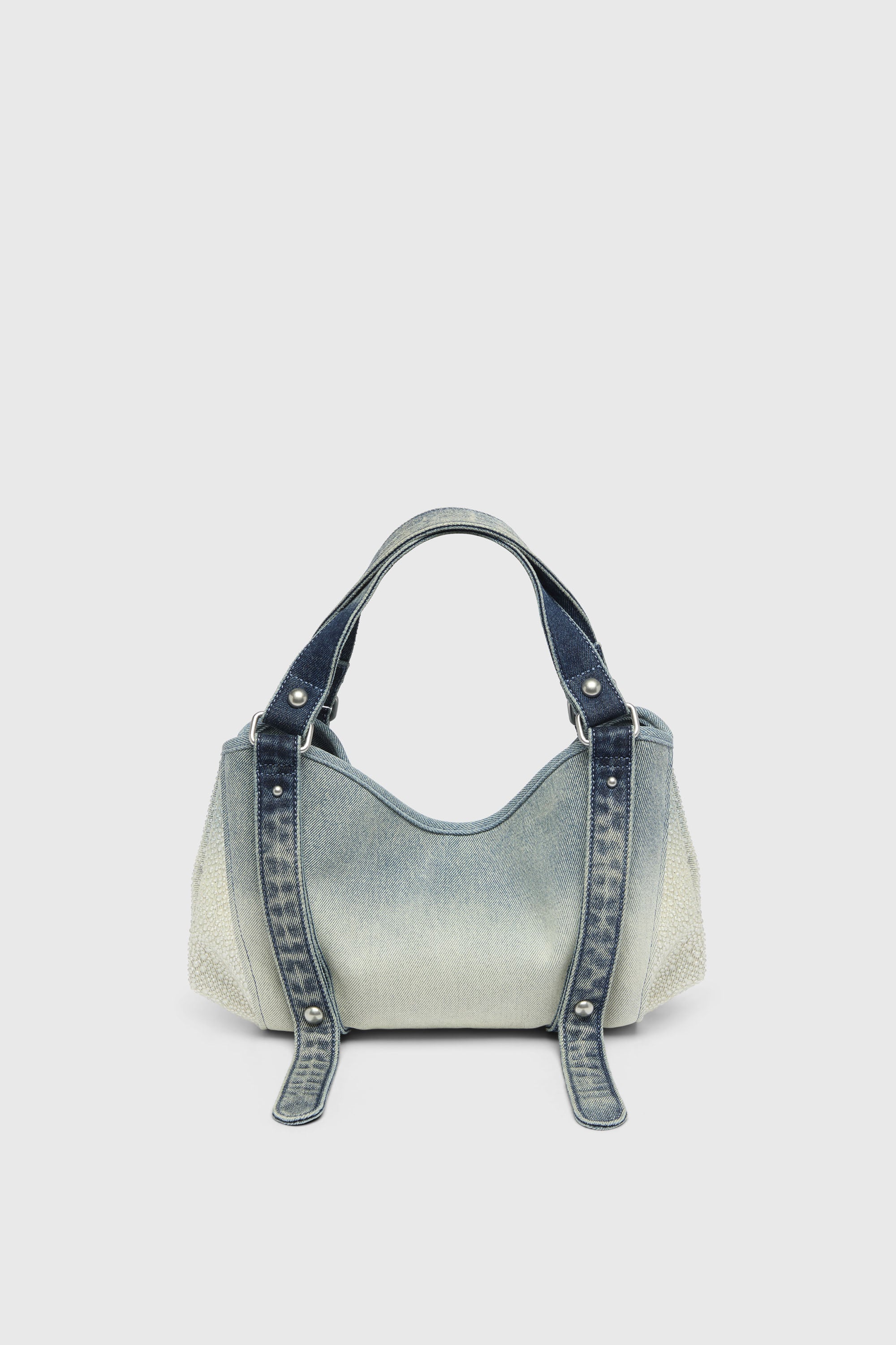 Diesel - D-ONE TOPHANDLE S, Woman's D-One-Small top-handle bag in crystal solarised denim in Blue - 3