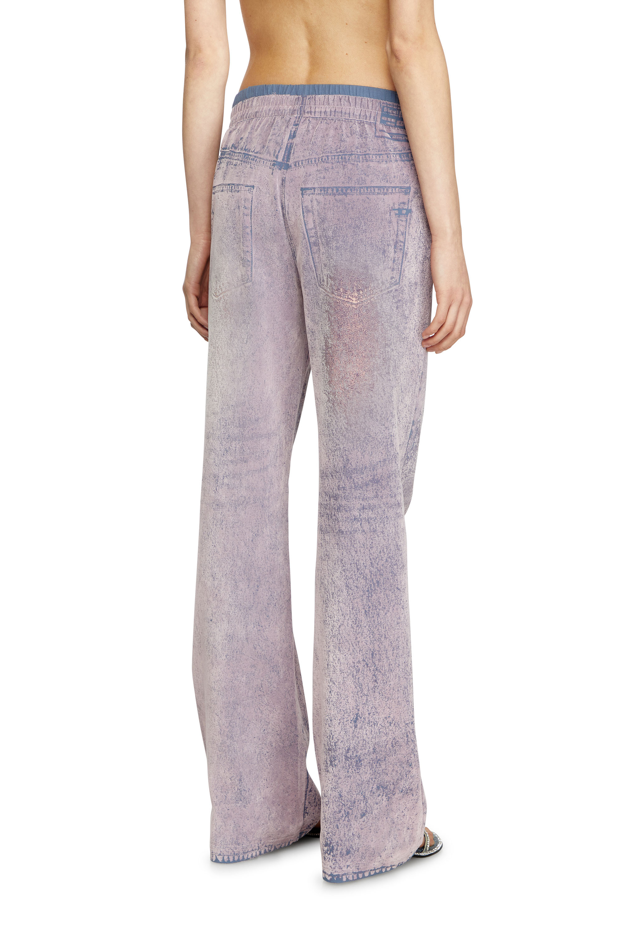 Diesel - P-NERV, Woman's Wide leg sweat pants with bleach treatment in Lilac - 3