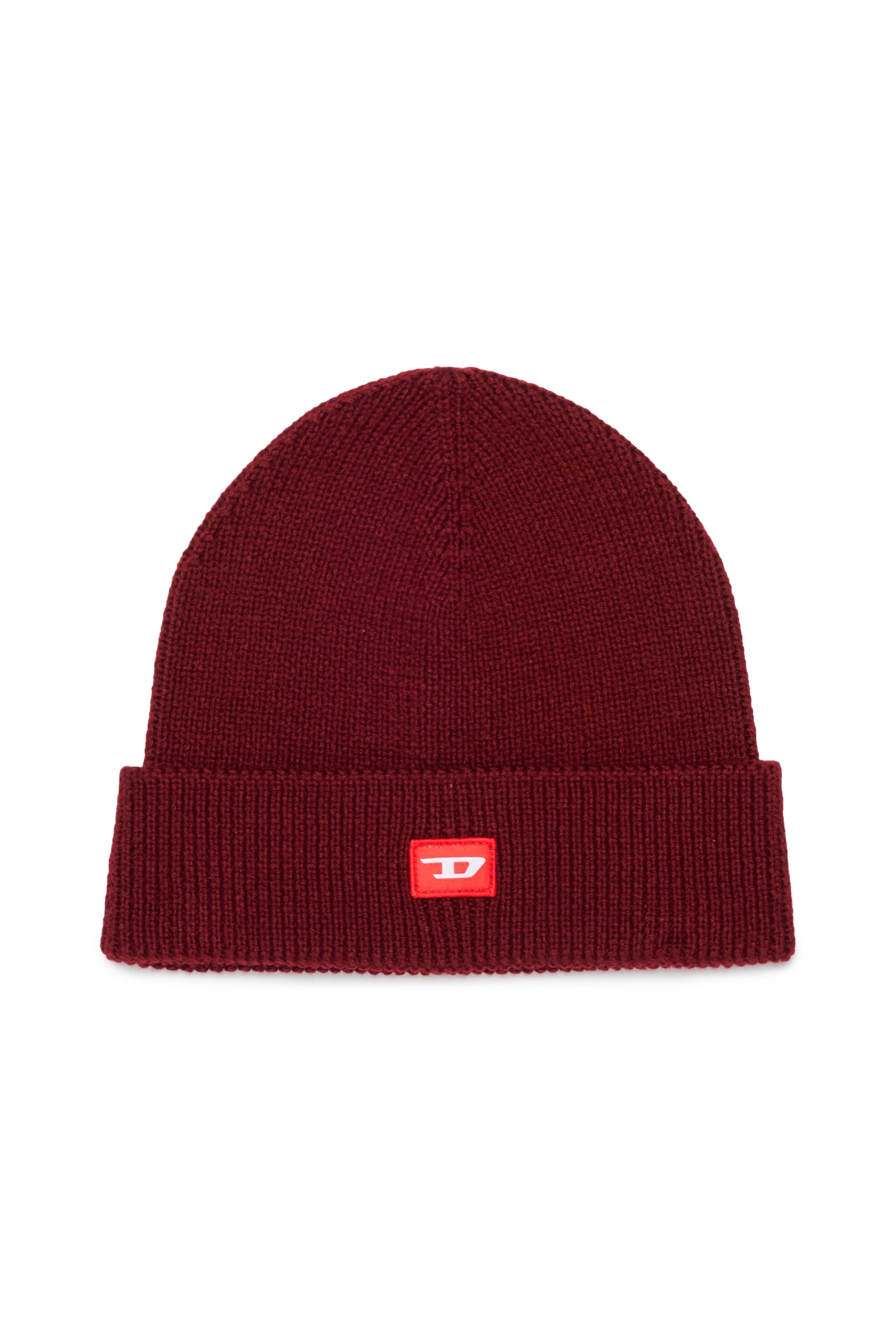 Diesel - FLOT, Unisex's Wool-blend beanie with D logo patch in Red - 1