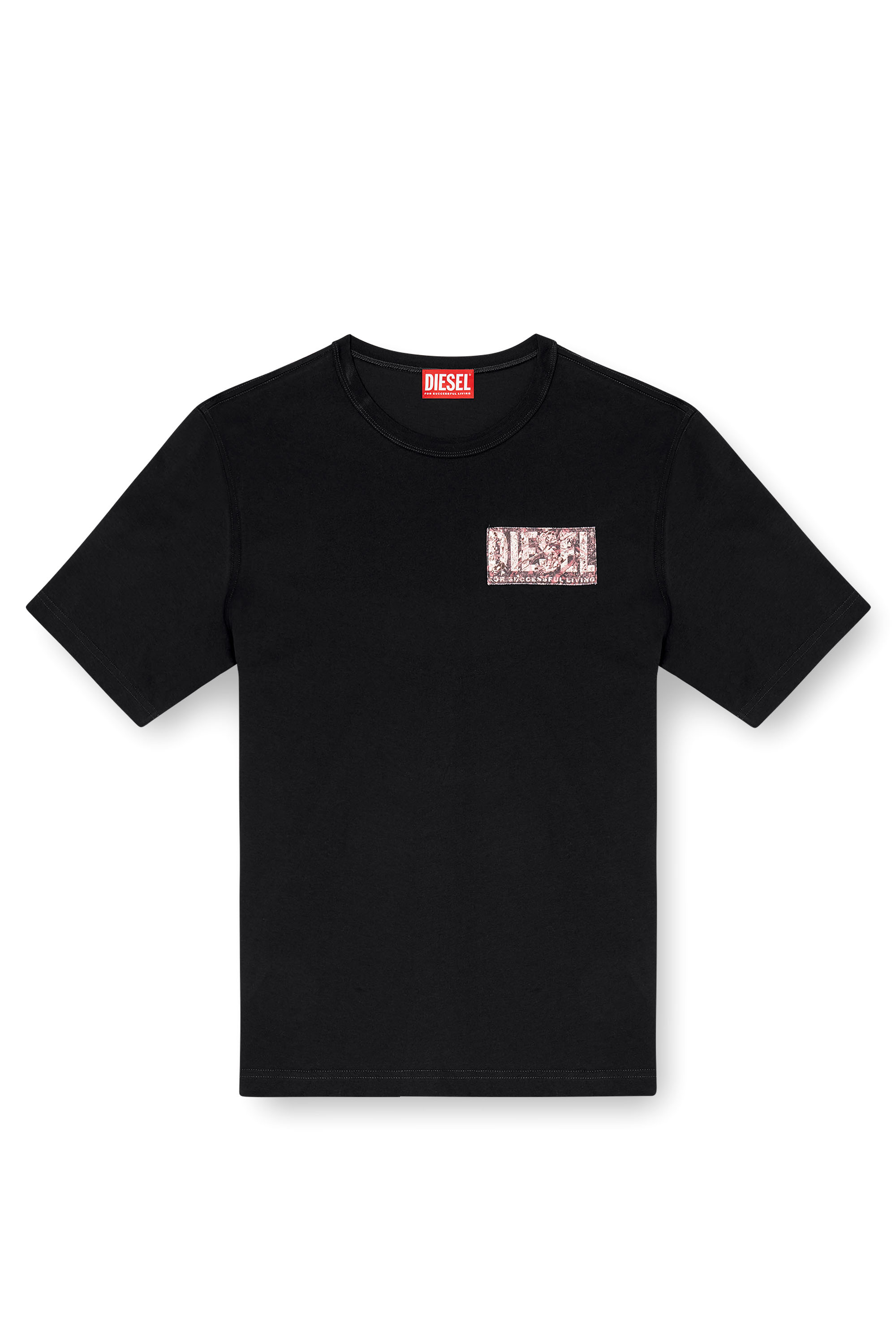 Diesel - T-ADJUST-R19, Man's T-shirt with gabardine patch logo in Black - 3