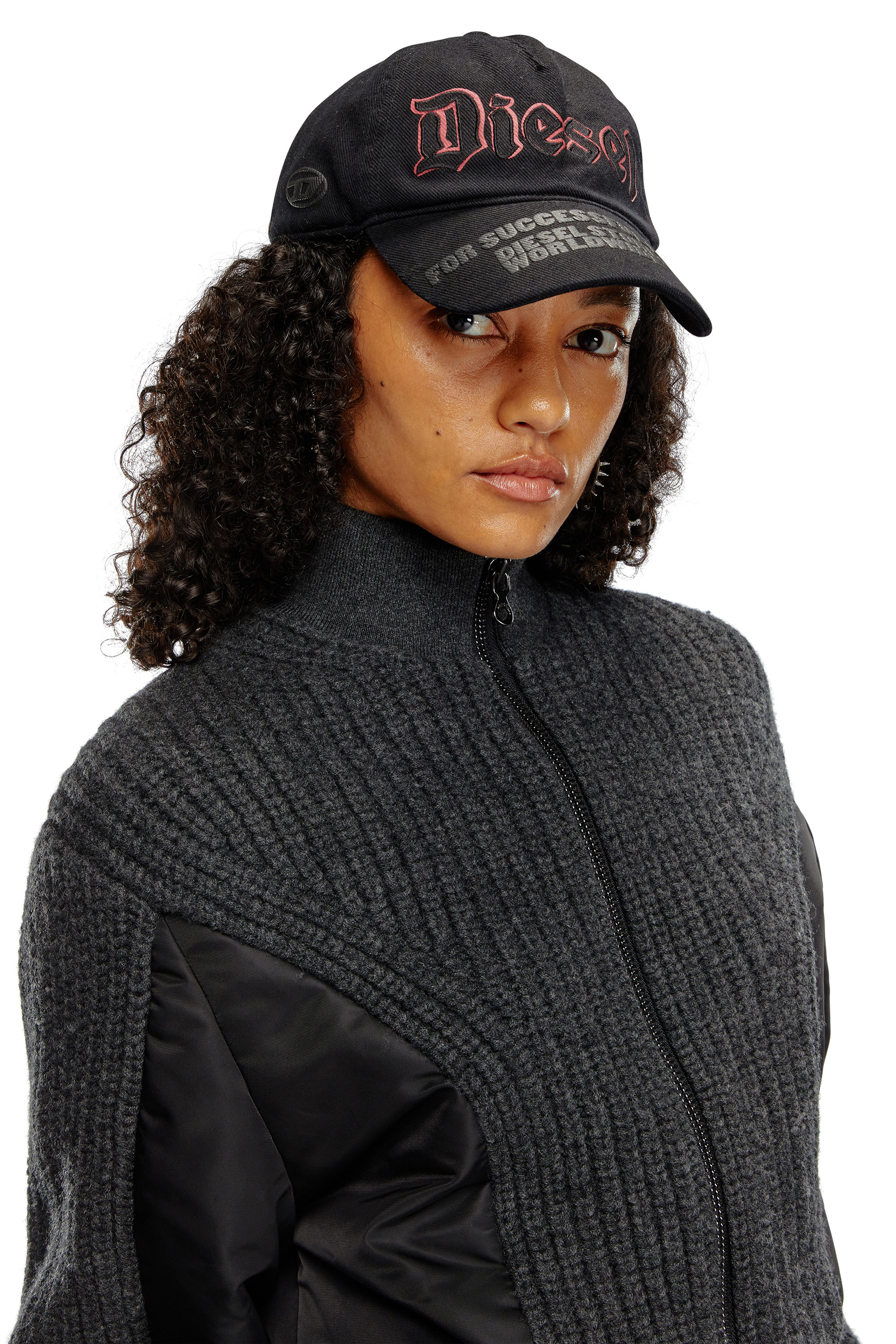 Diesel - M-ODENA, Woman Jacket in wool knit and padded nylon in Black - Image 5