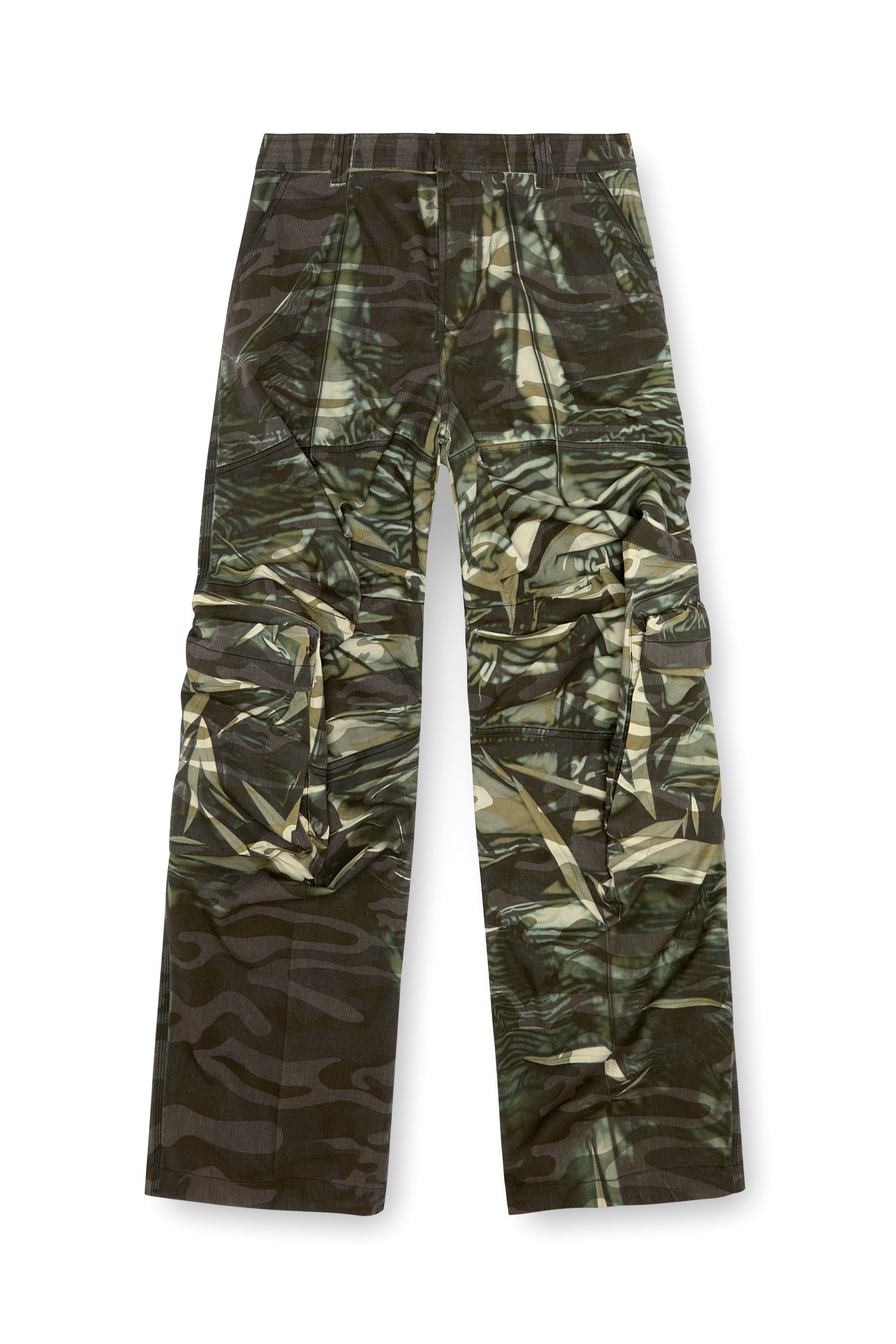 Diesel - P-ARNE, Man's Camo cargo pants with creased print in Green - 3