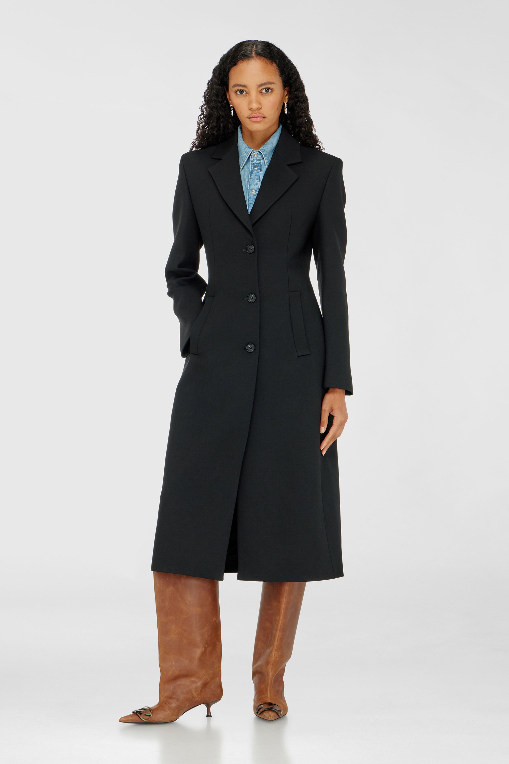Diesel - G-ALLAN, Woman's Long hourglass coat in Black - 1