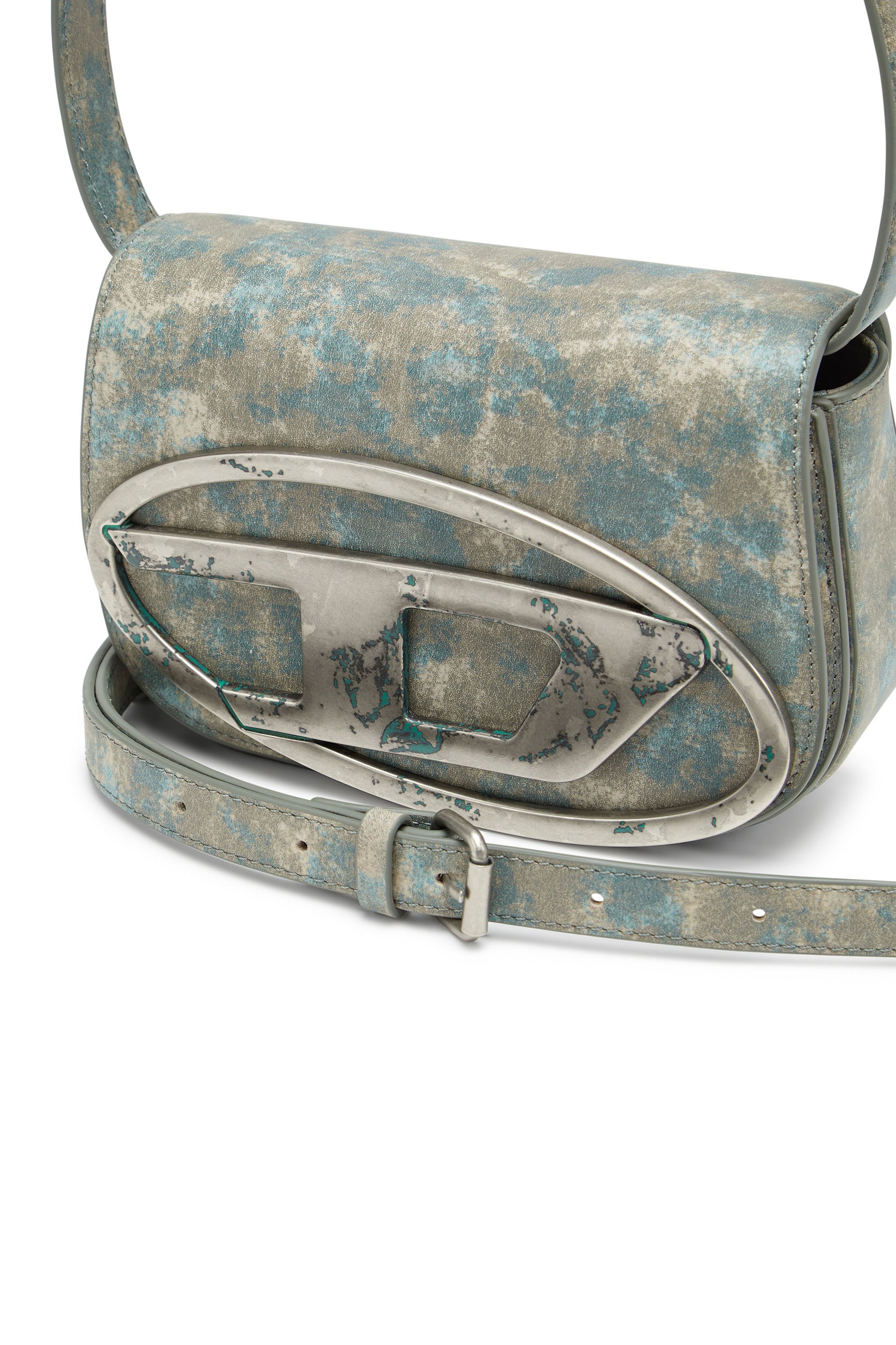 Diesel - 1DR, Woman's 1DR-Iconic shoulder bag in distressed leather in Green/Beige - 5