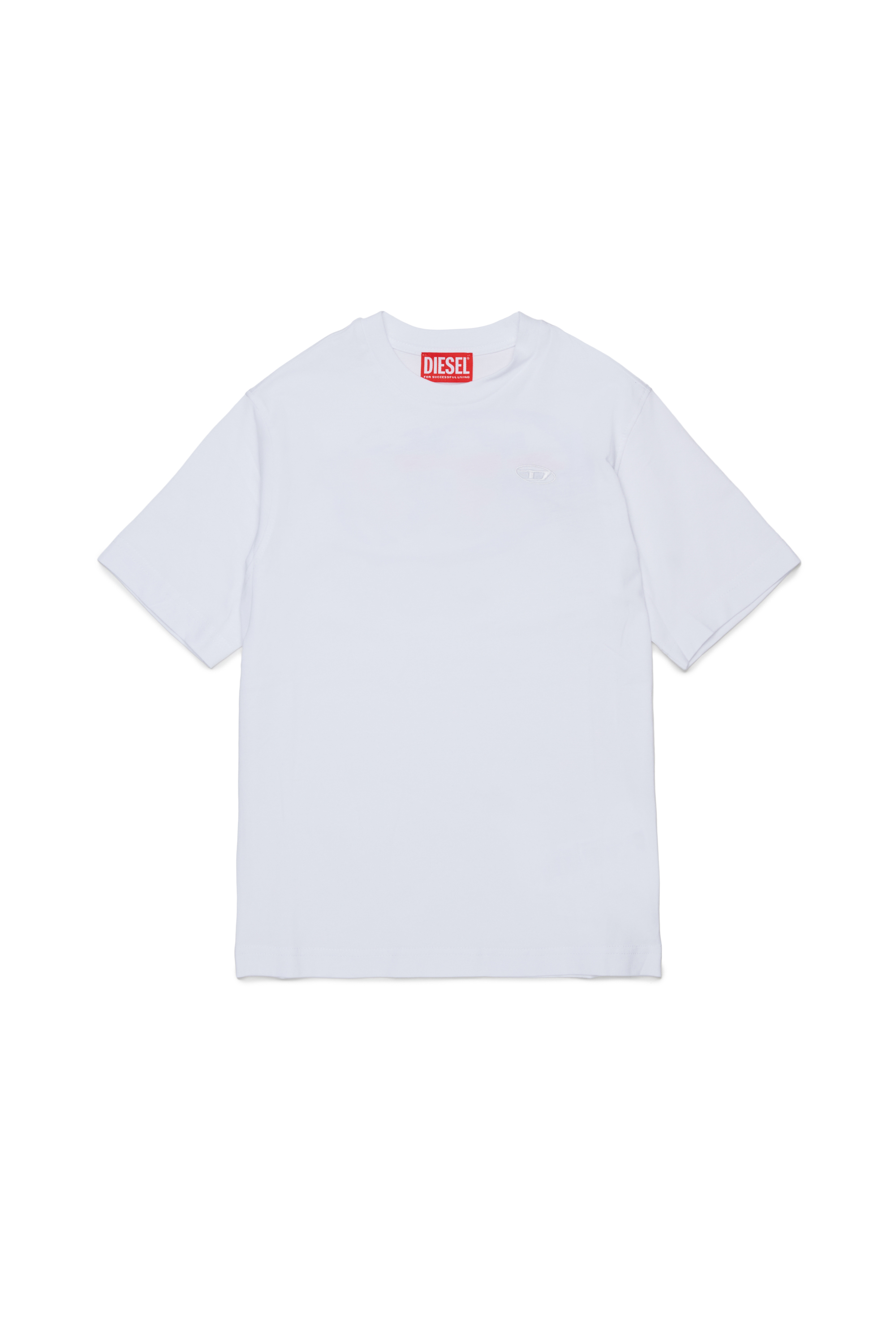 Diesel - TSCRAP OVER, Man's T-shirt with Oval D embroidery and flock print in White - 1