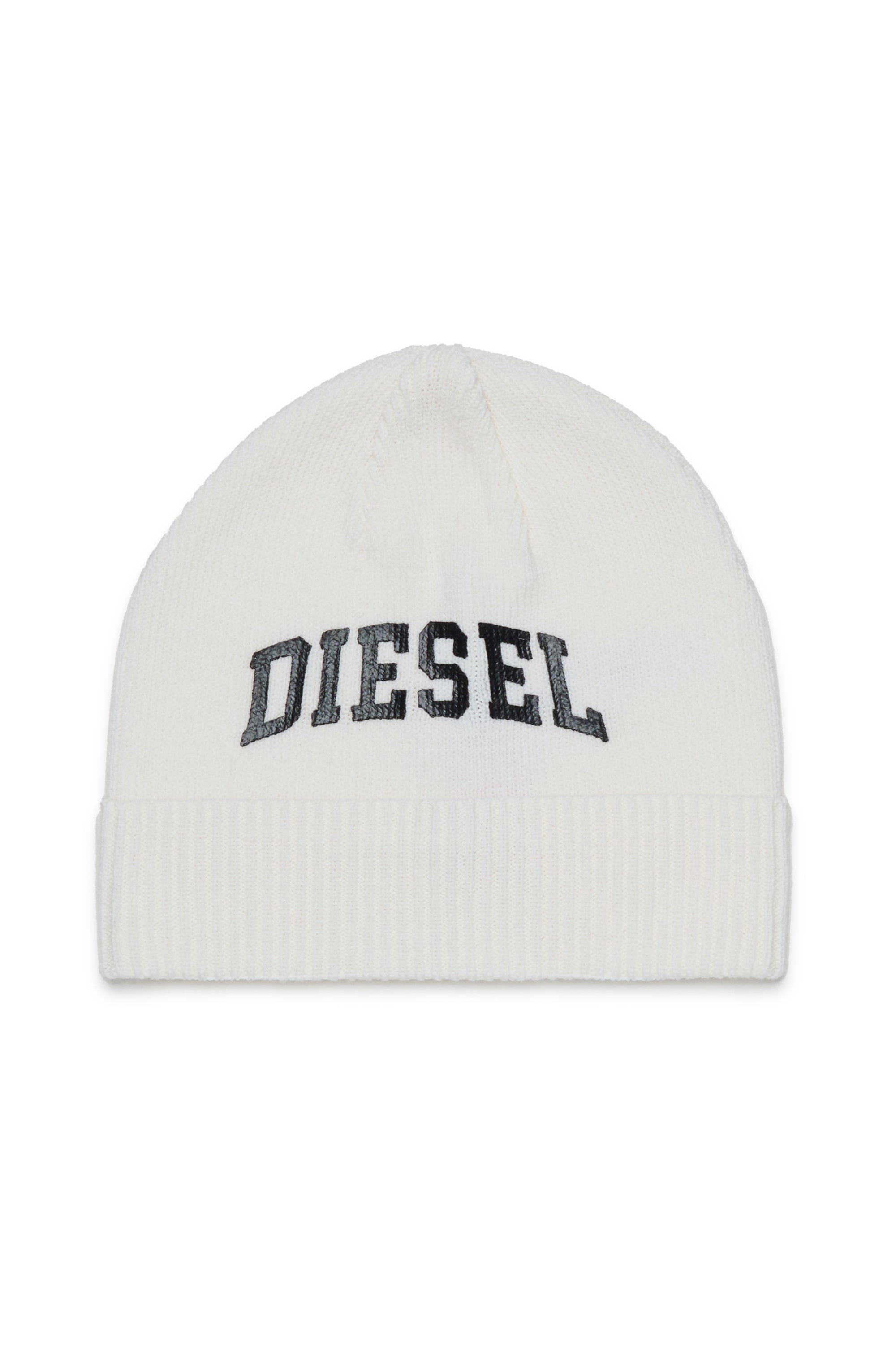 Diesel - FBAND, Unisex's Wool-blend beanie with logo in White - 1