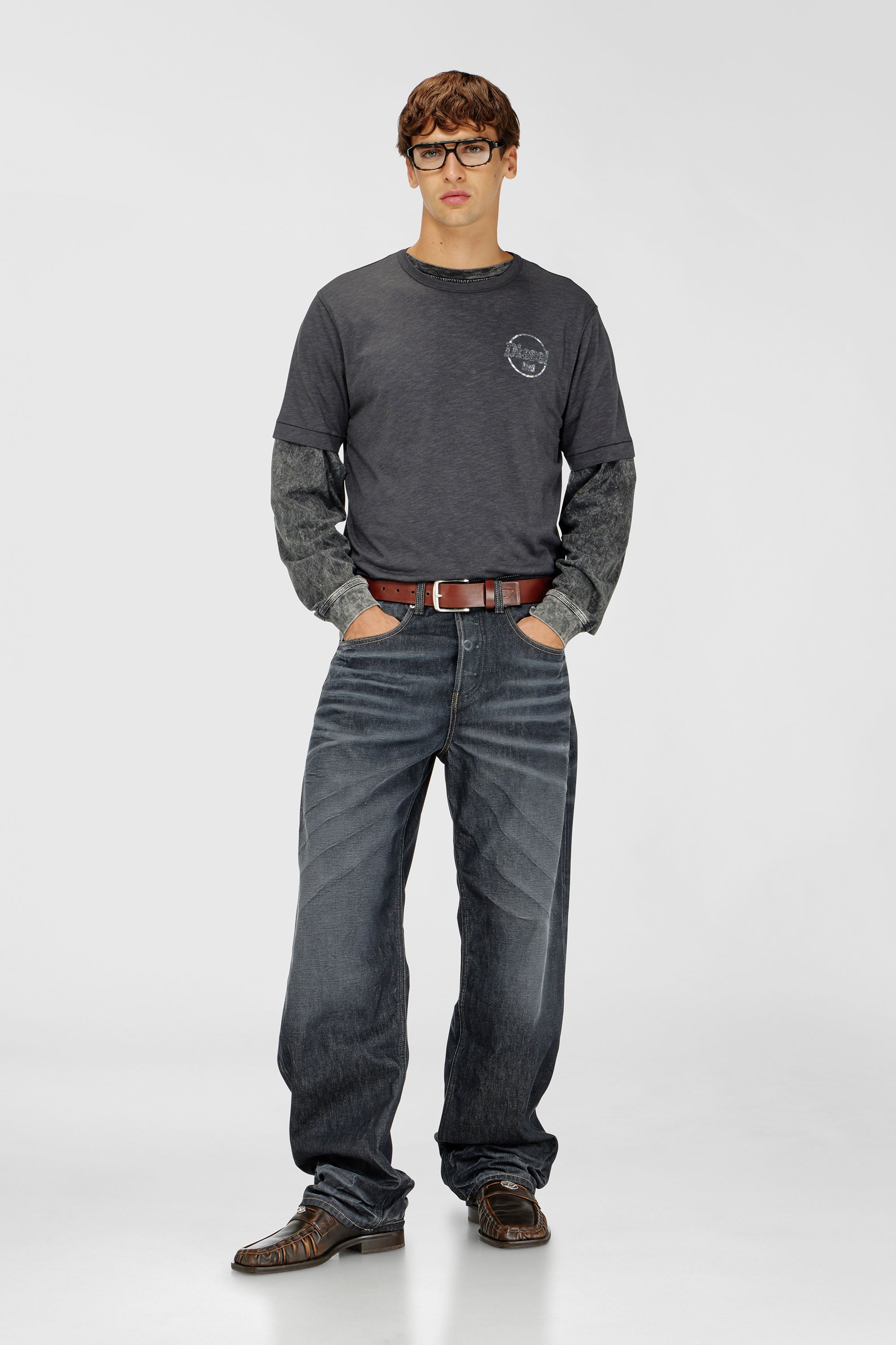 T-shirt in slub jersey with crack print