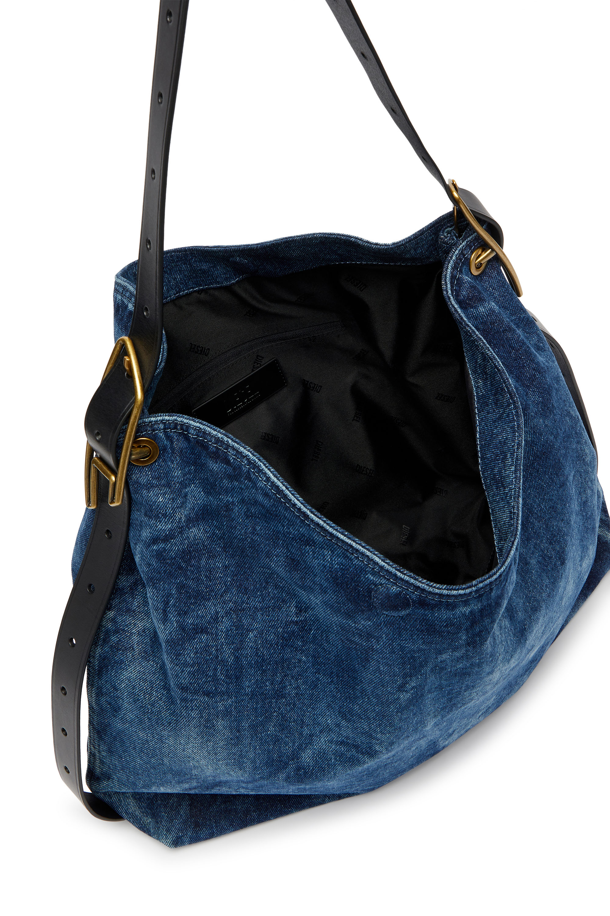 Diesel - D-LINE HOBO L, Woman's D-Line-Denim hobo bag in Medium blue - 4