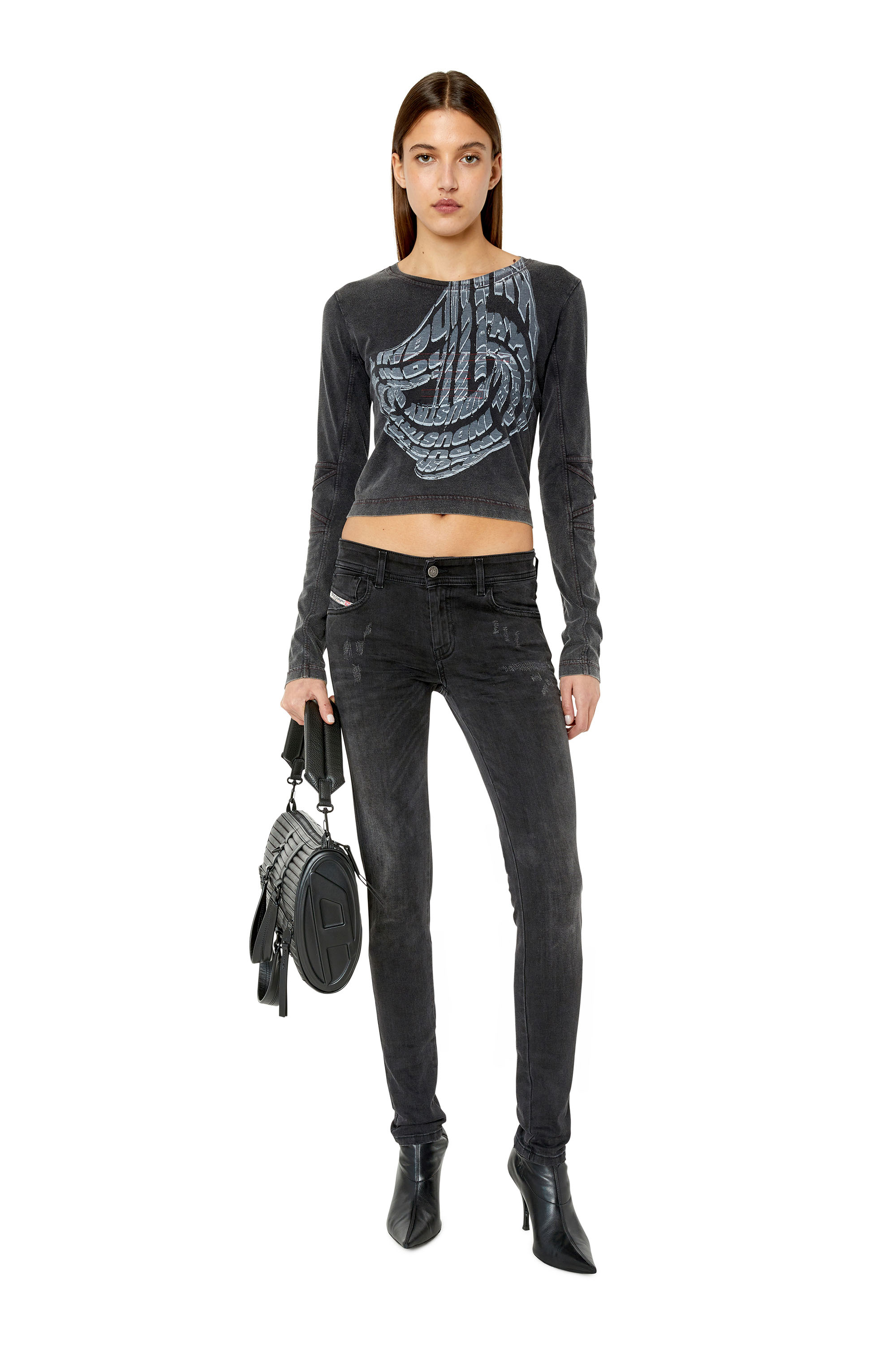 Diesel - 2018 Slandy low E69SB Super skinny Jeans, Black/Dark grey - Image 4