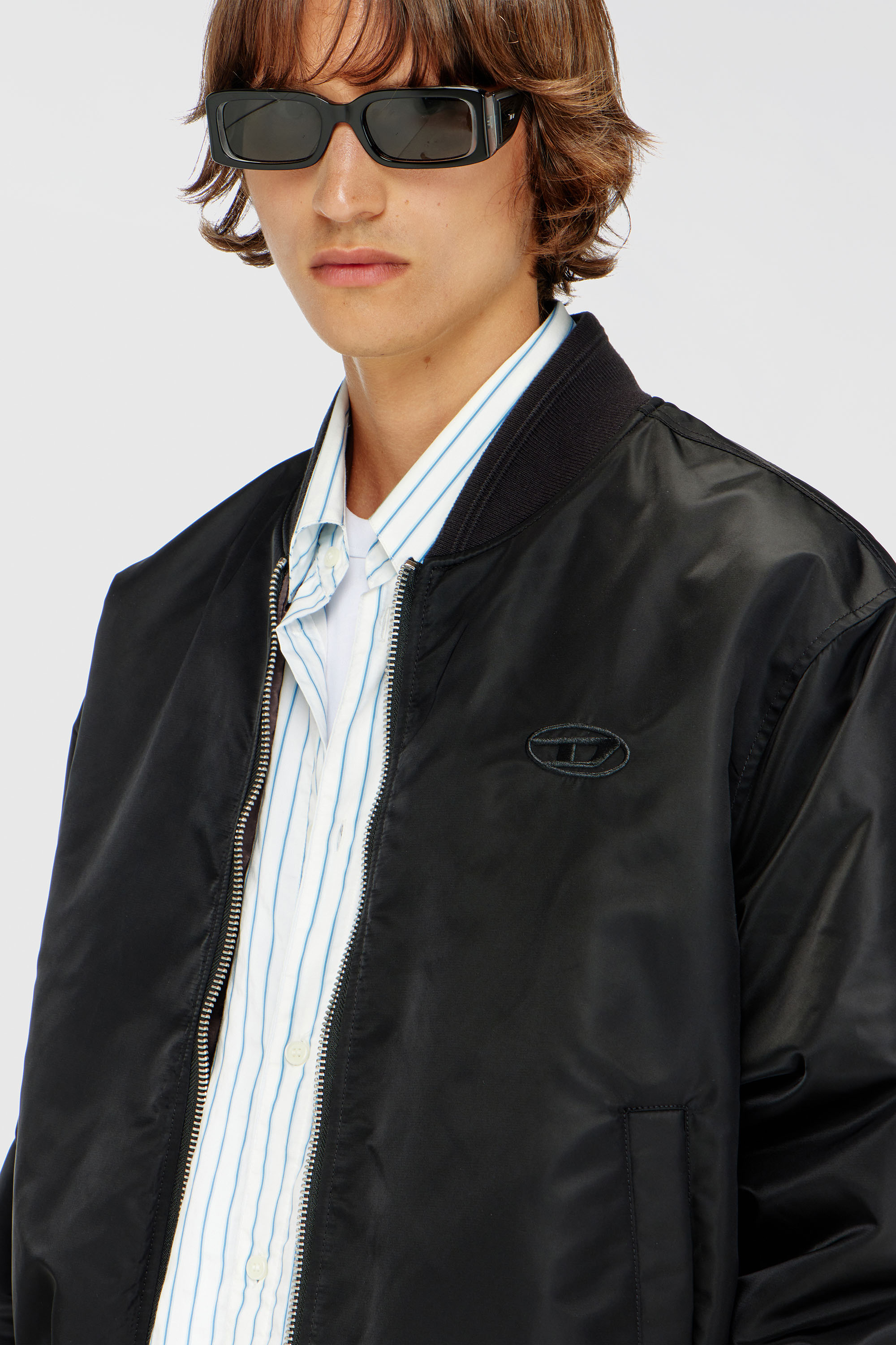 Diesel - W-TYPE-D1, Man's Padded bomber jacket with Oval D embroidery in Black - 5