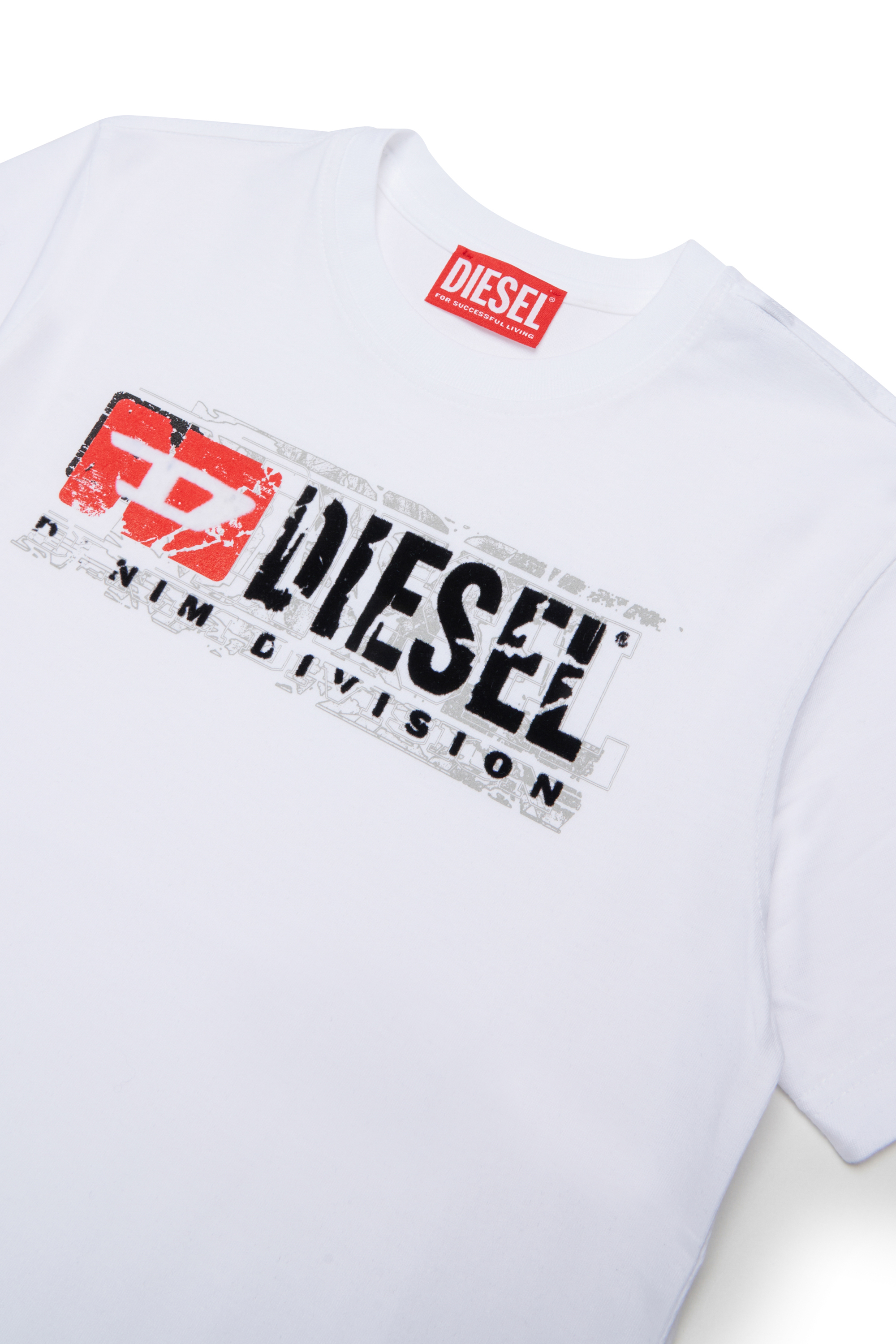 Diesel - TLOMIX, Man's T-shirt with distressed logo print in White - 3