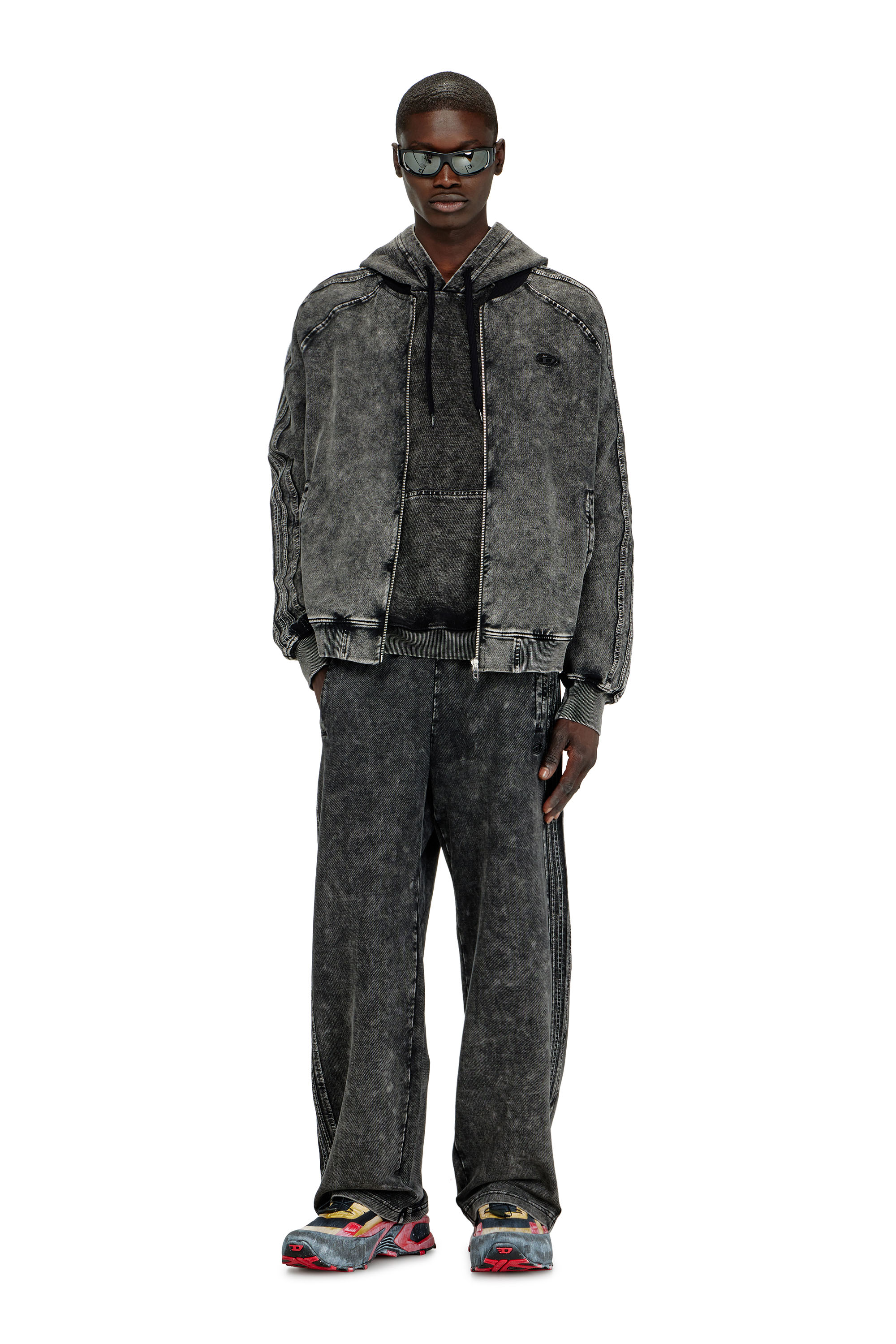 Diesel - S-ALT, Man's Zip-up sweatshirt with sleeve bands in null - 1