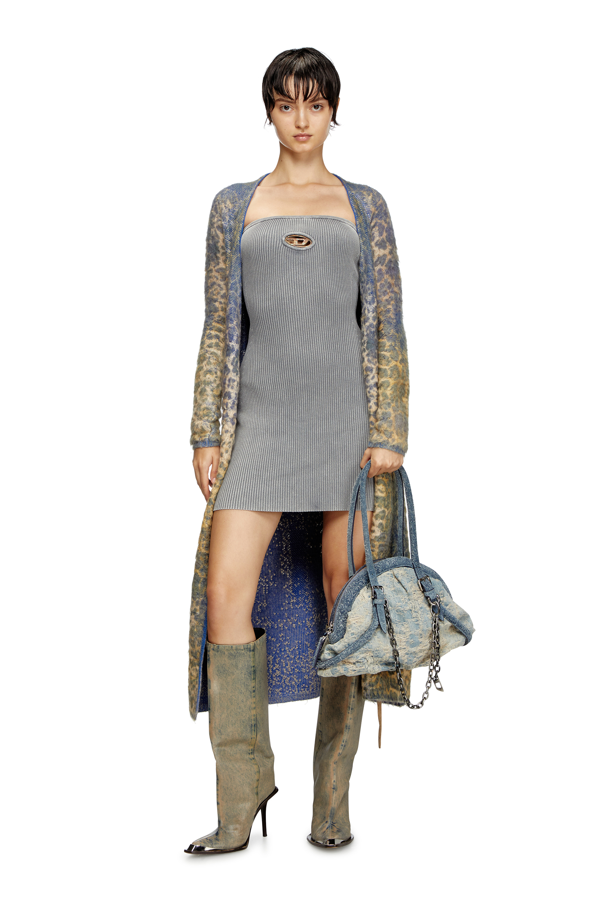 Diesel - D-TONA WB, Woman's D-Tona-Knee-high boots in coated solarised denim in Beige - 6