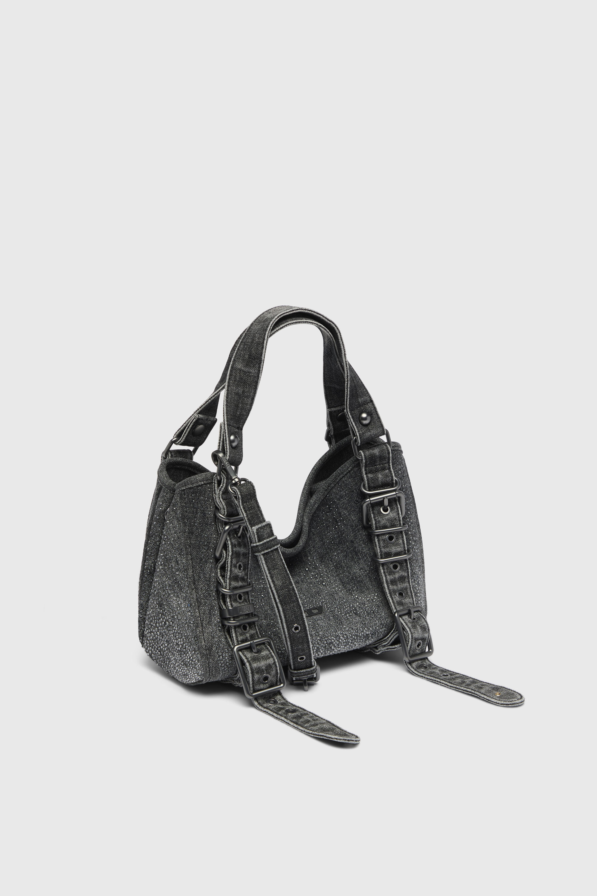 Diesel - D-ONE TOPHANDLE S, Woman's D-One-Small top-handle bag in crystal solarised denim in Black - 4