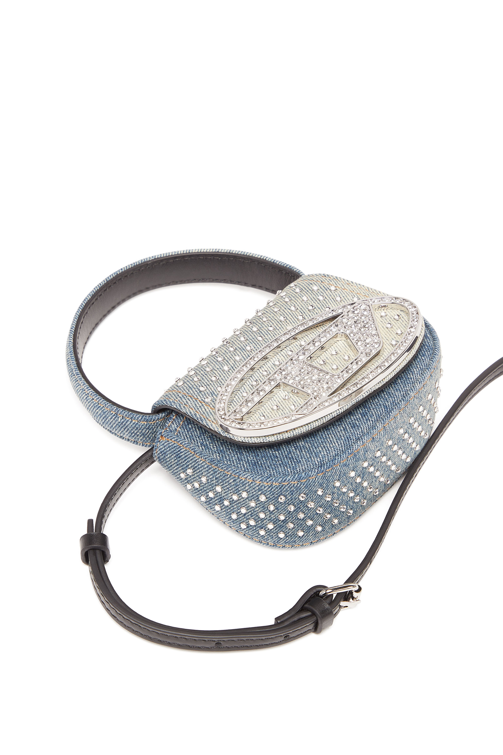 Diesel - 1DR XS, Woman's 1DR XS - Iconic mini bag in denim and crystals in Light Blue - 6