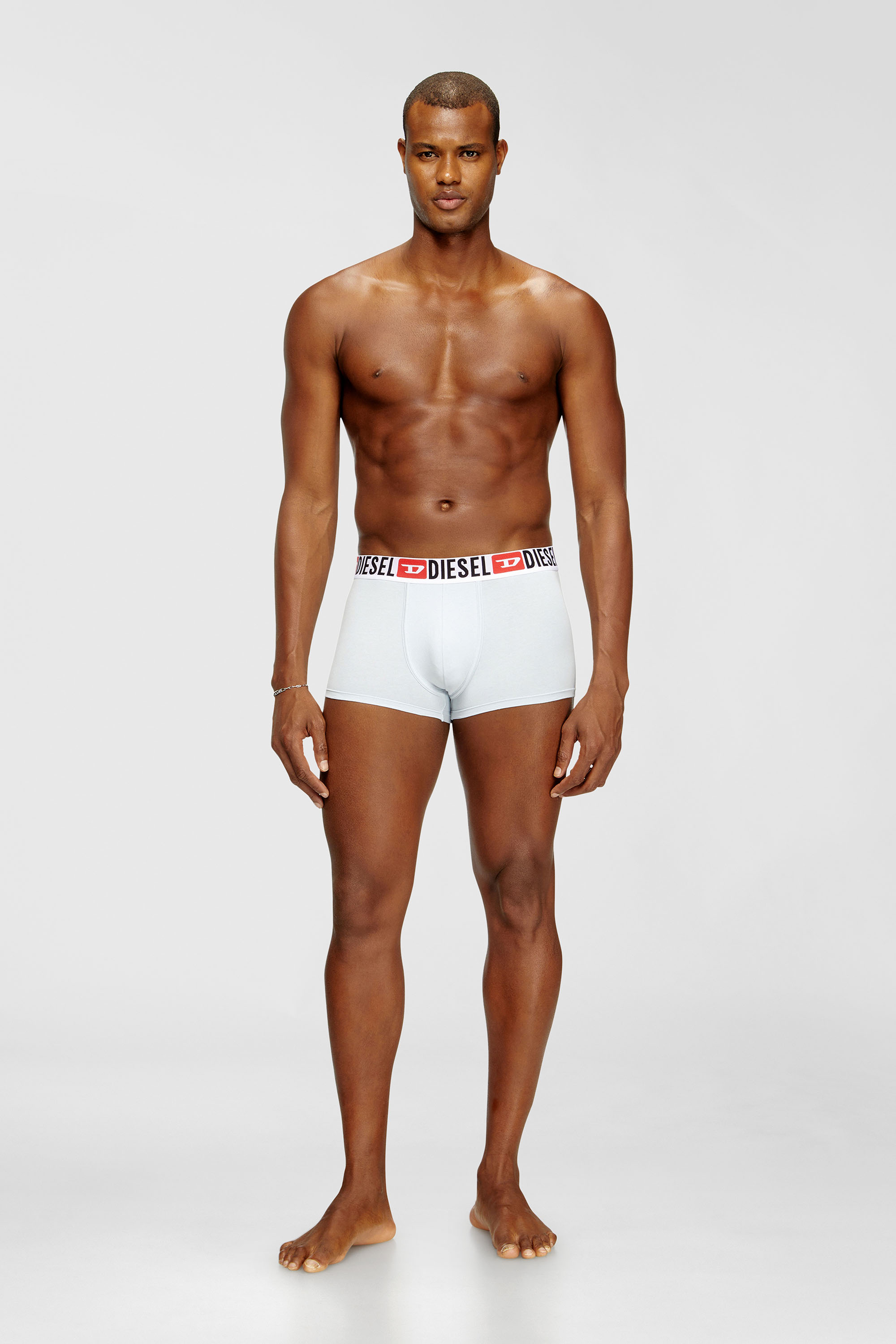 Diesel - UMBX-DAMIENTHREEPACK, Man's Three-pack of all-over logo waist boxers in Light Blue - 1