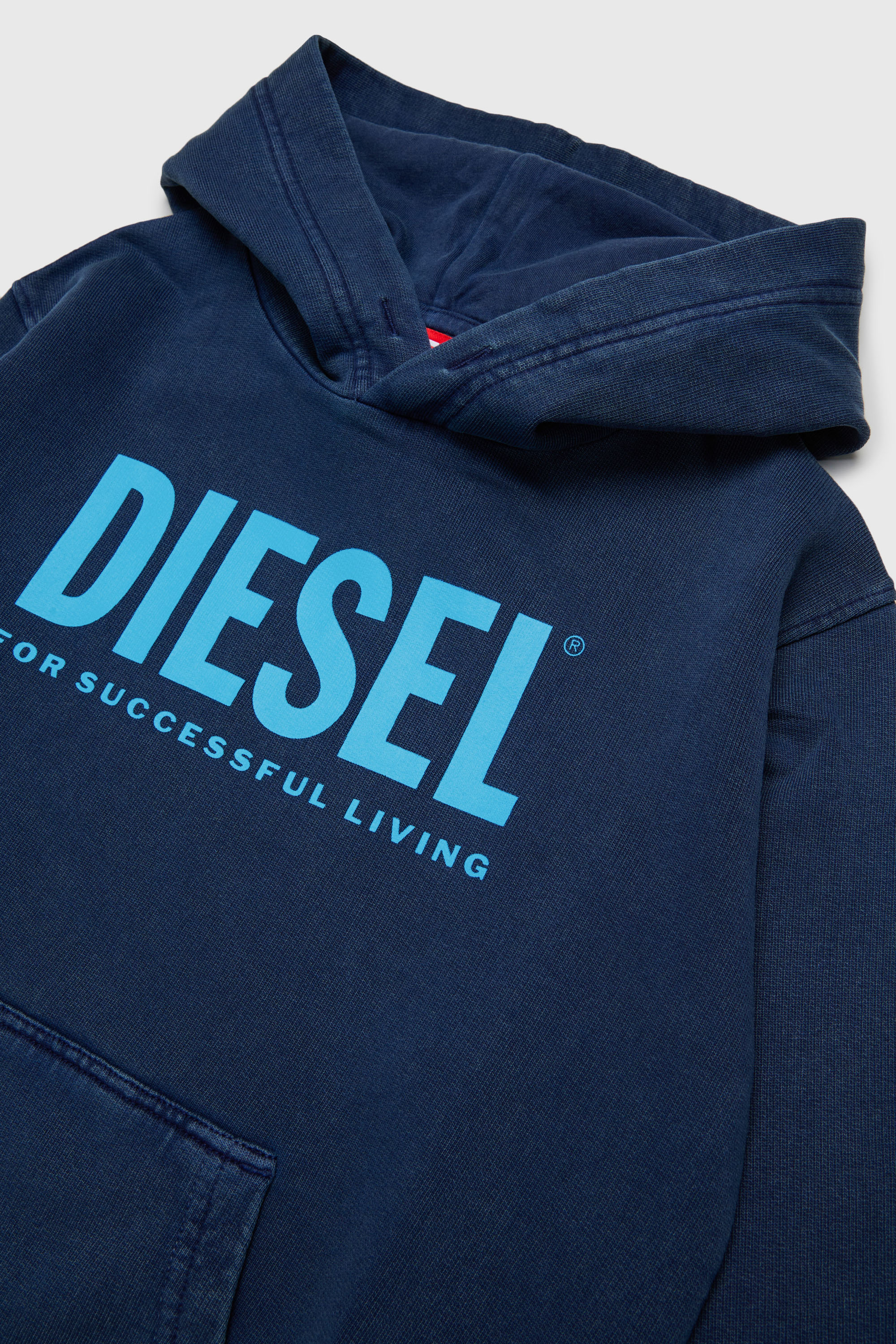 Diesel - STISEL OVER, Man's Hoodie with maxi logo print in Dark Blue - 3