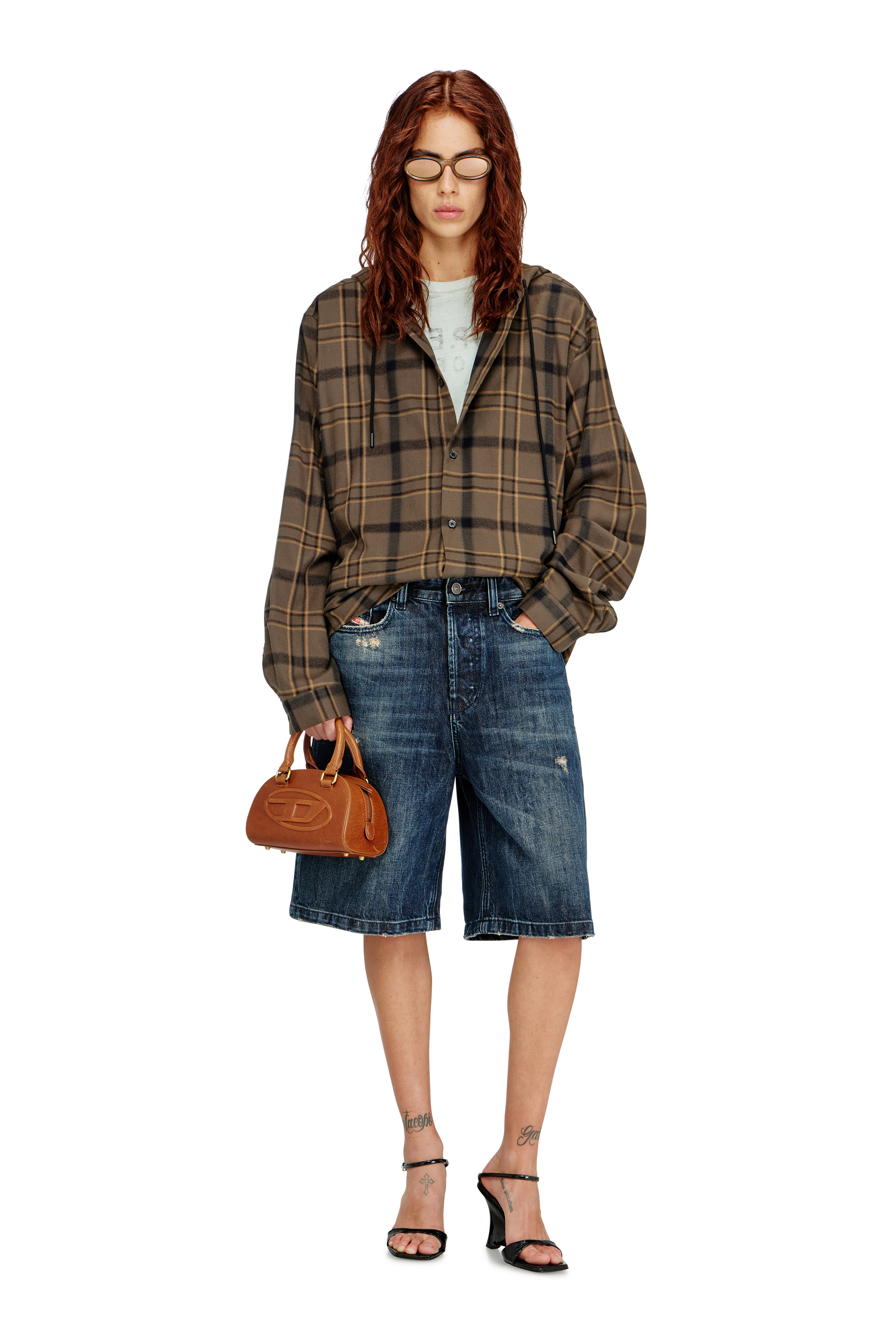 Diesel - 1DR DOME CROSSBODY, Woman's 1DR Dome-Mini bowling bag in pull-up leather in Camel - 6