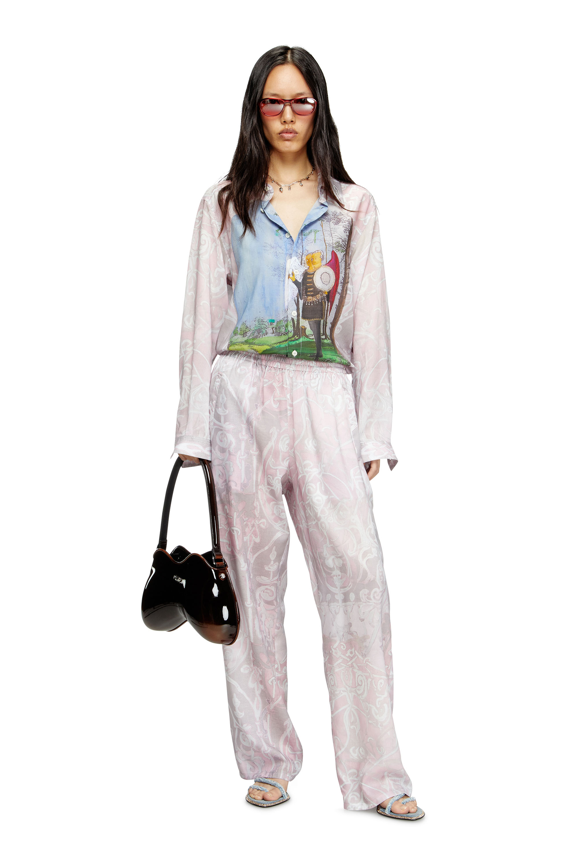 P-THECK-A-AJFW, Pink Diesel - P-THECK-A-AJFW, Unisex's Track pants with medieval print in Pink - 6