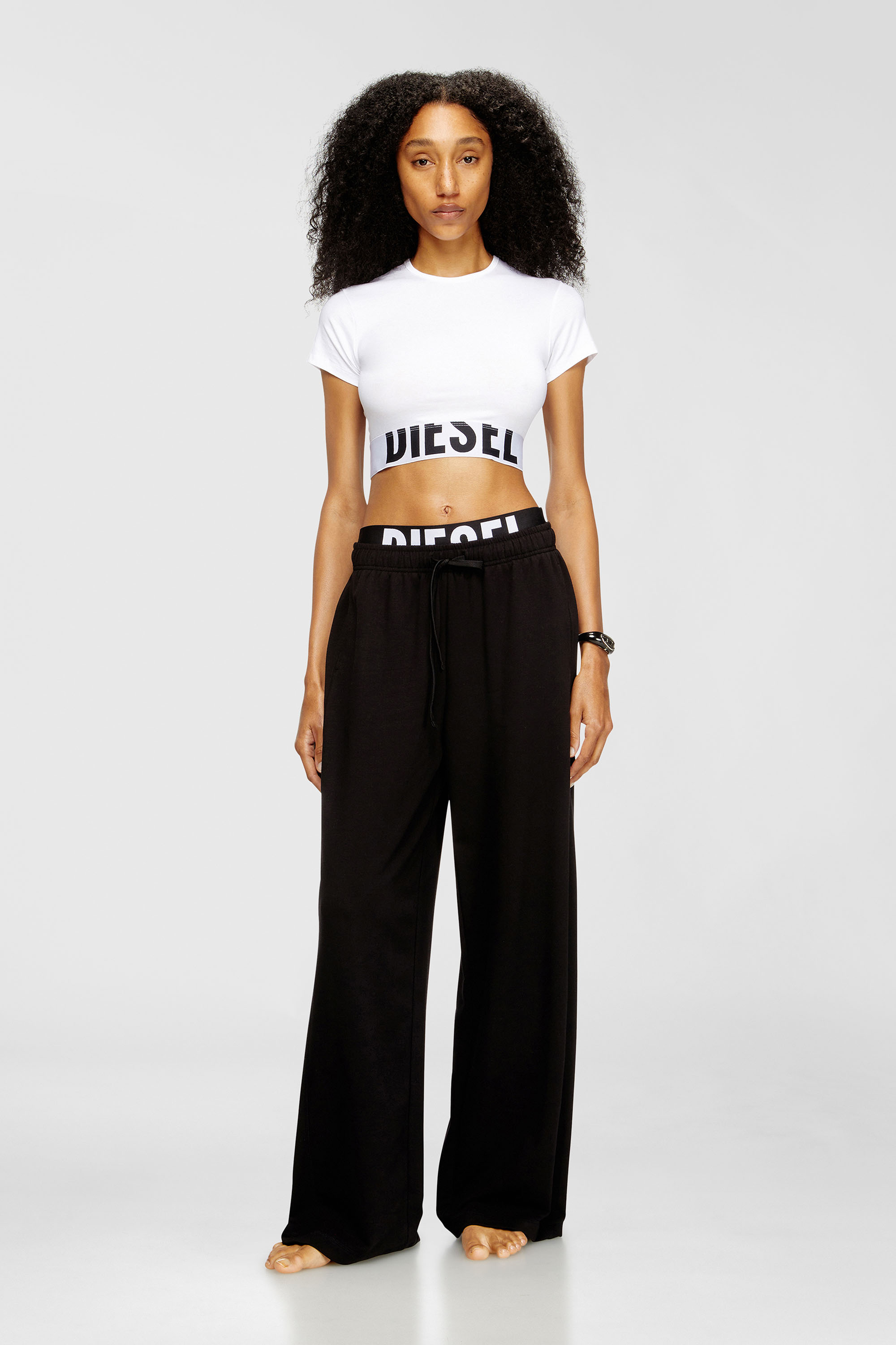 Cotton terry sweatpants with logo waistband